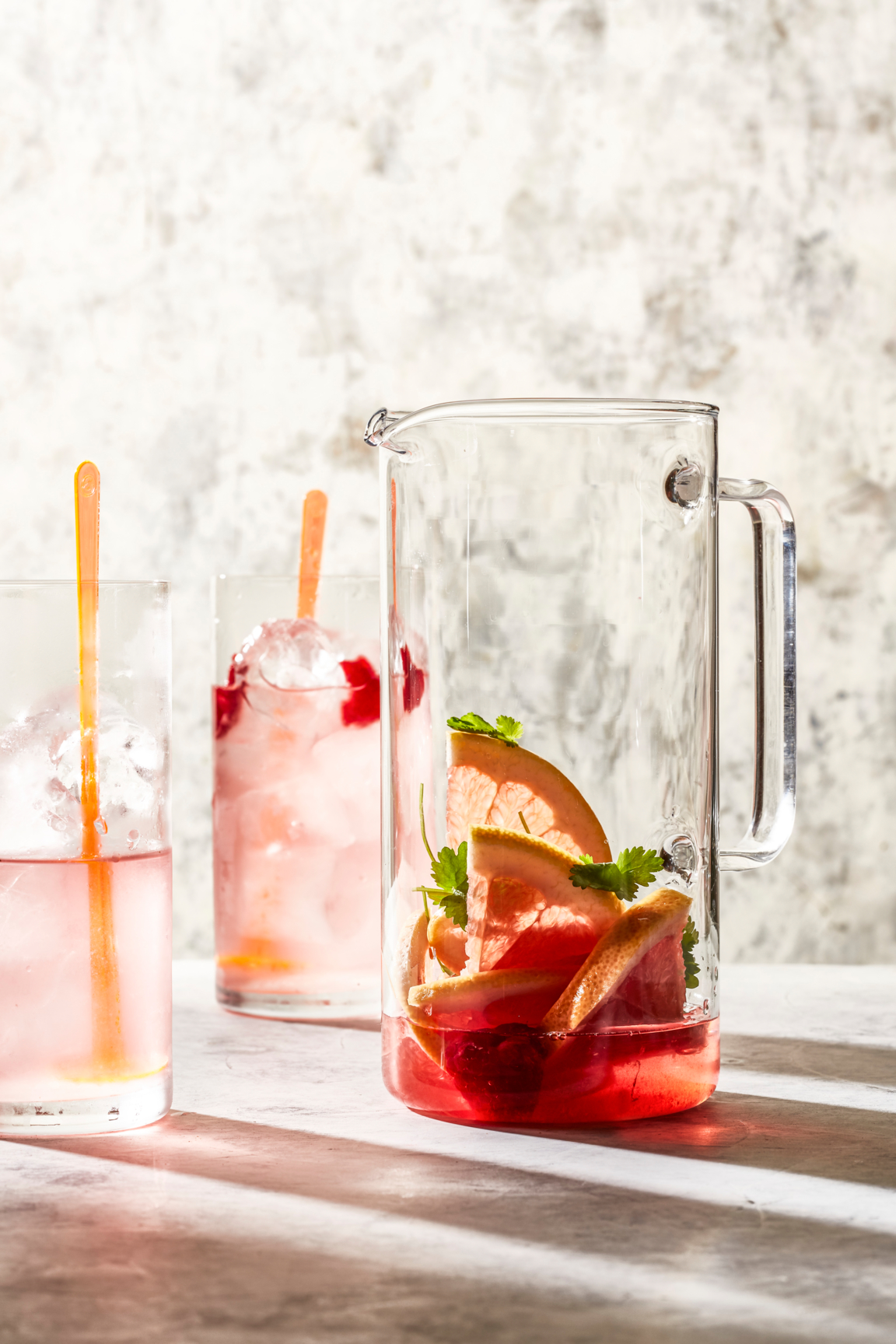 Grapefruitwater met framboos en koriander