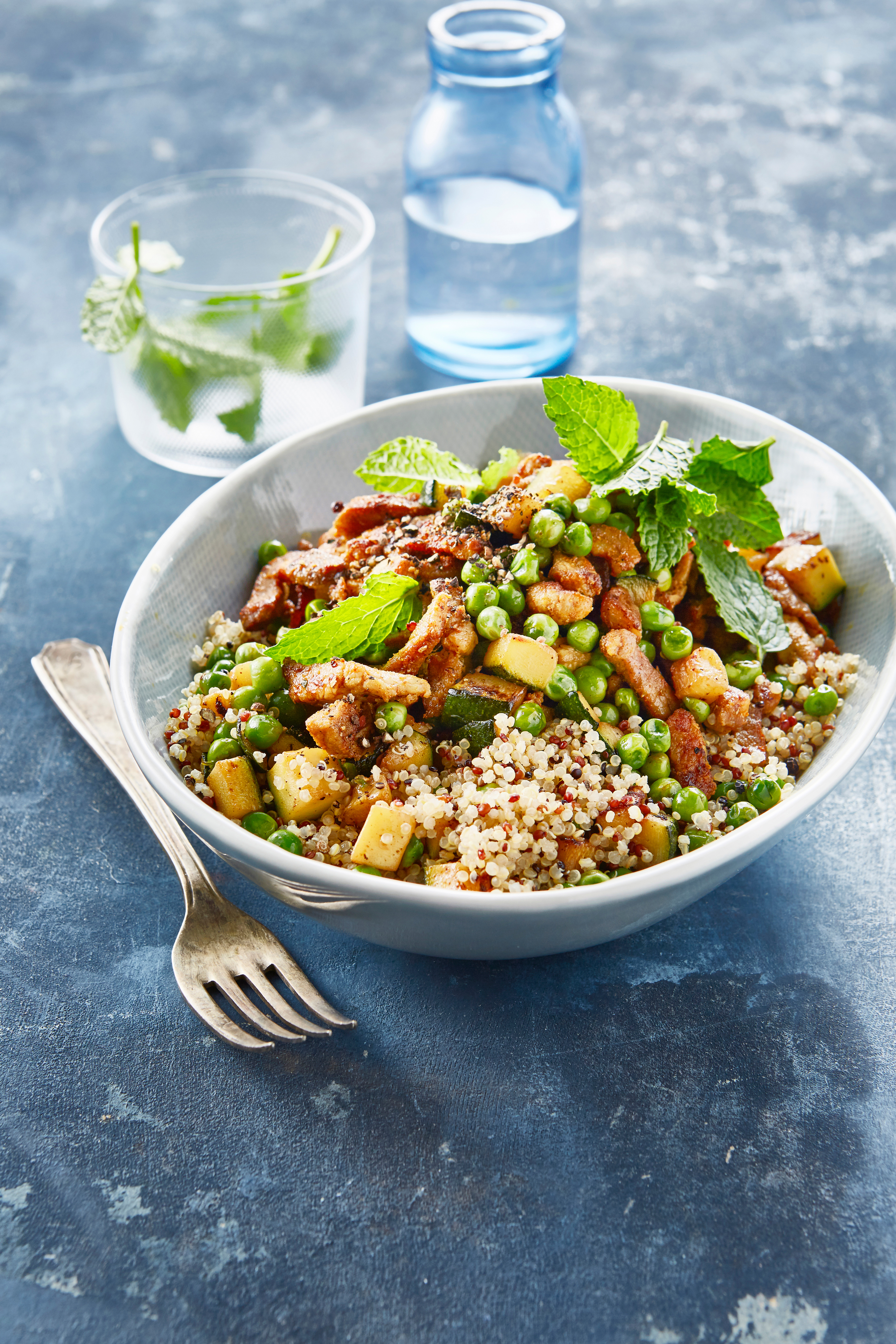 Snelle groenteroerbak met shoarma en quinoa