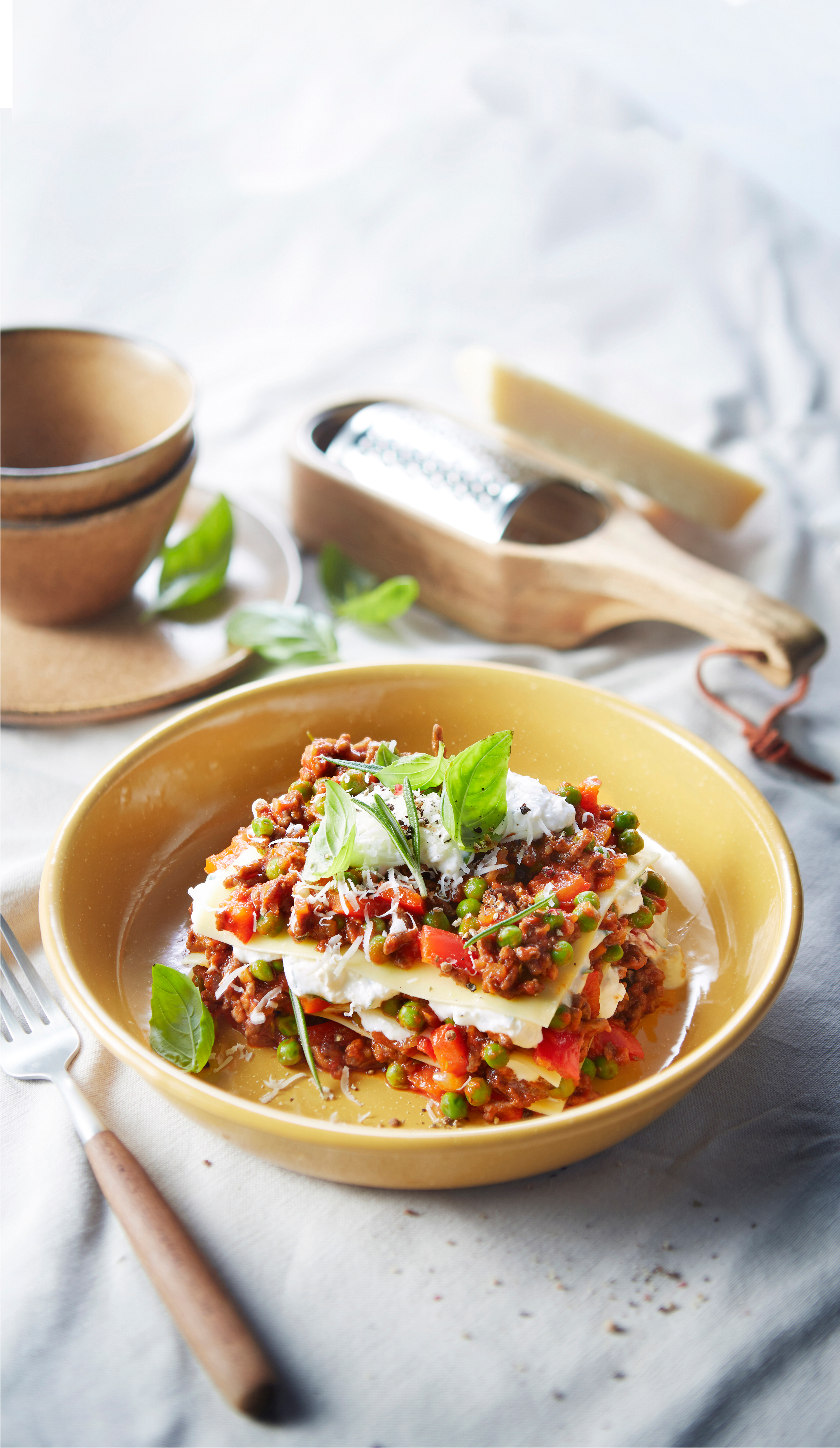 Lasagne met gehakt en kaas-yoghurtsaus