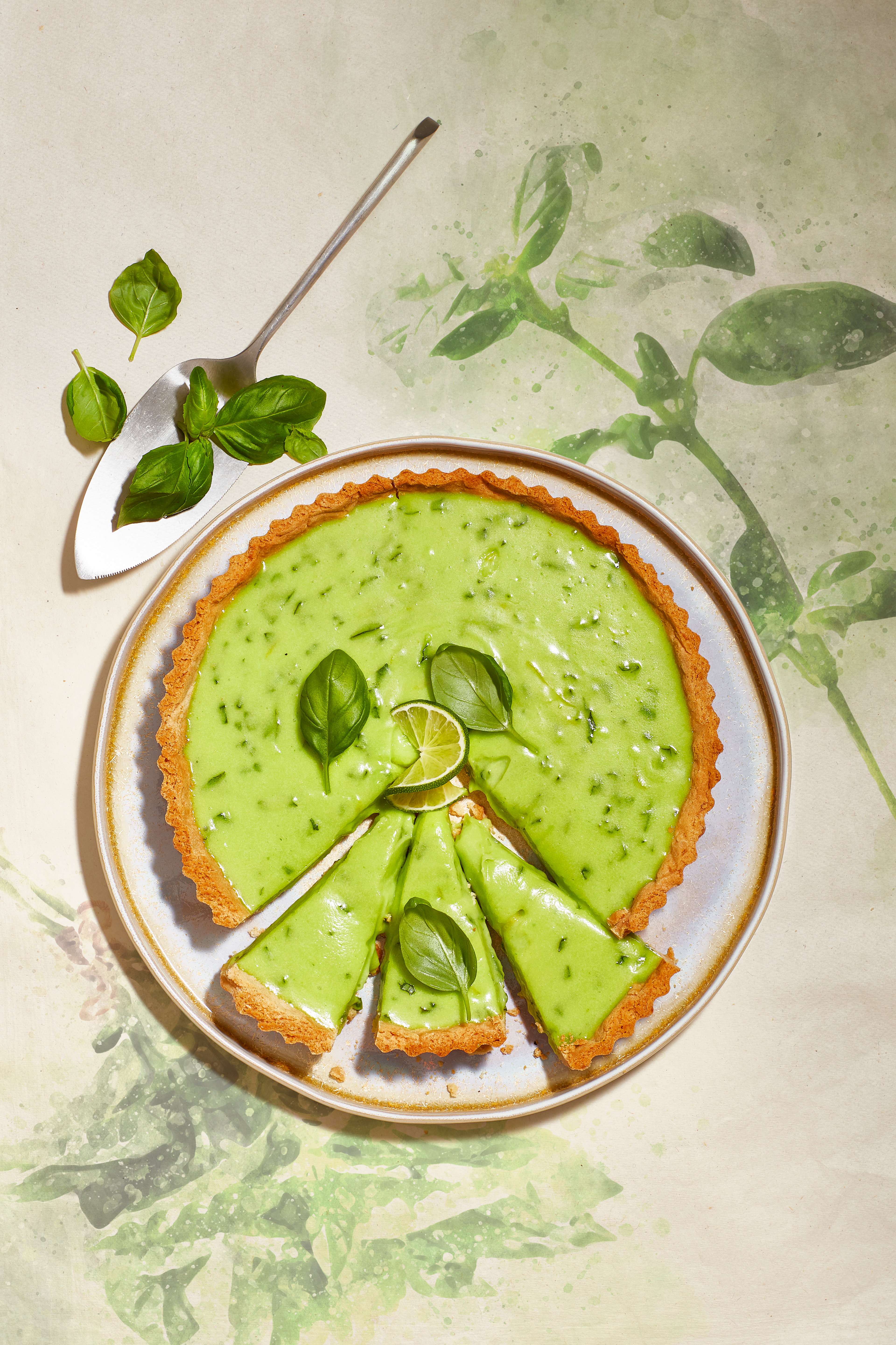 Basilicum-limoentaart