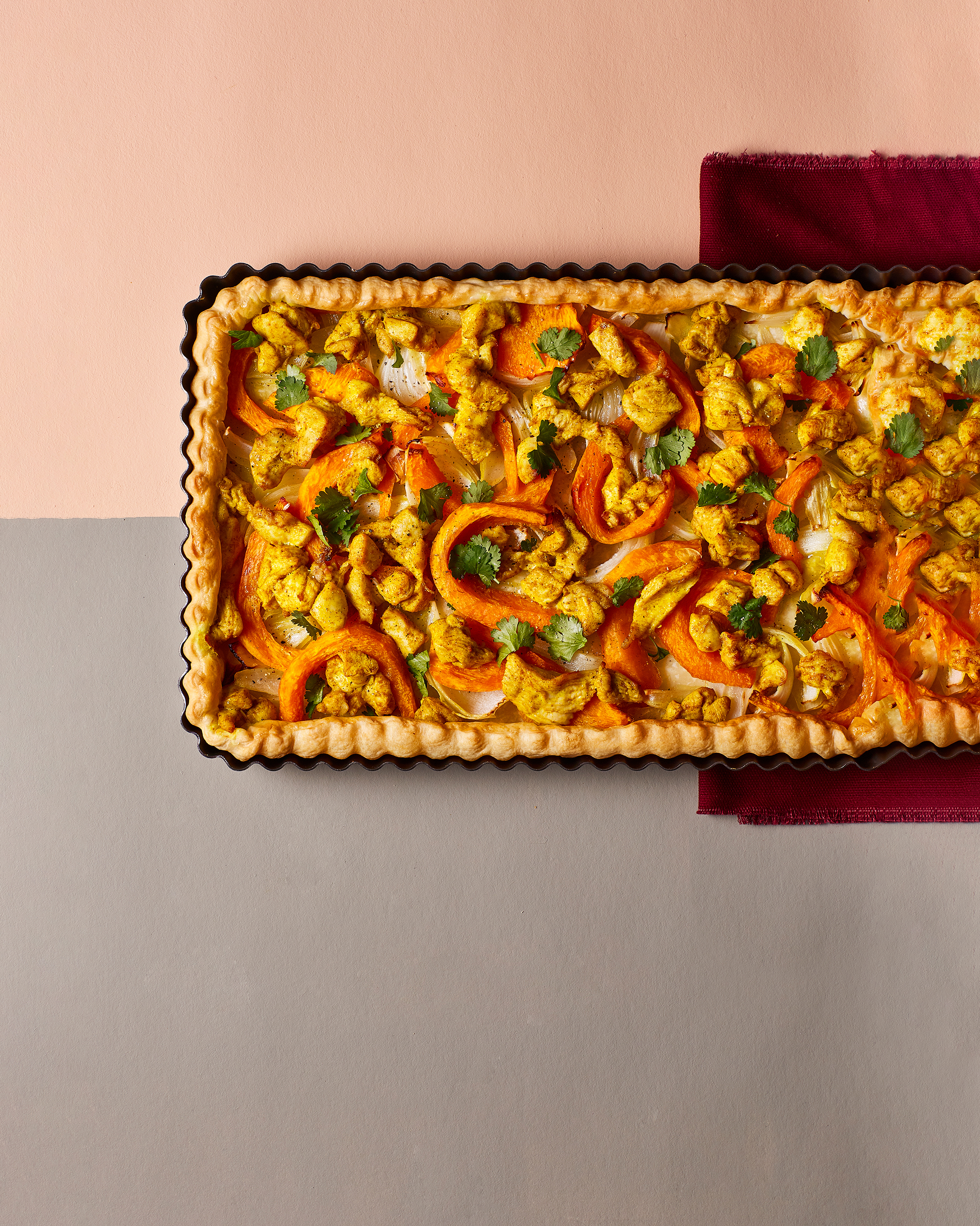 Geroosterde-pompoentaart met kerriekip