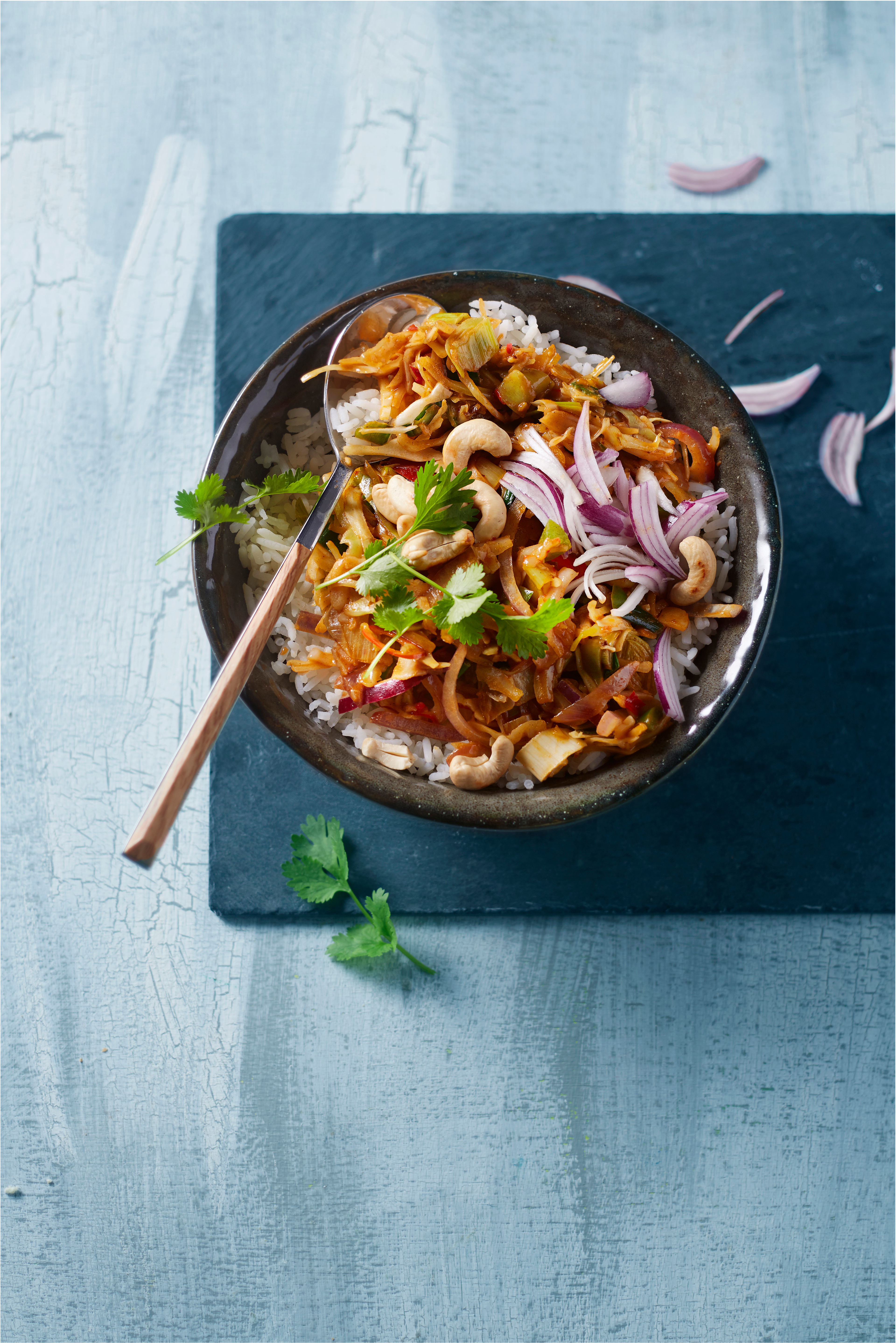 Rode curry met roerbakgroenten