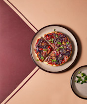 Omgekeerde taart met paprika en parmaham