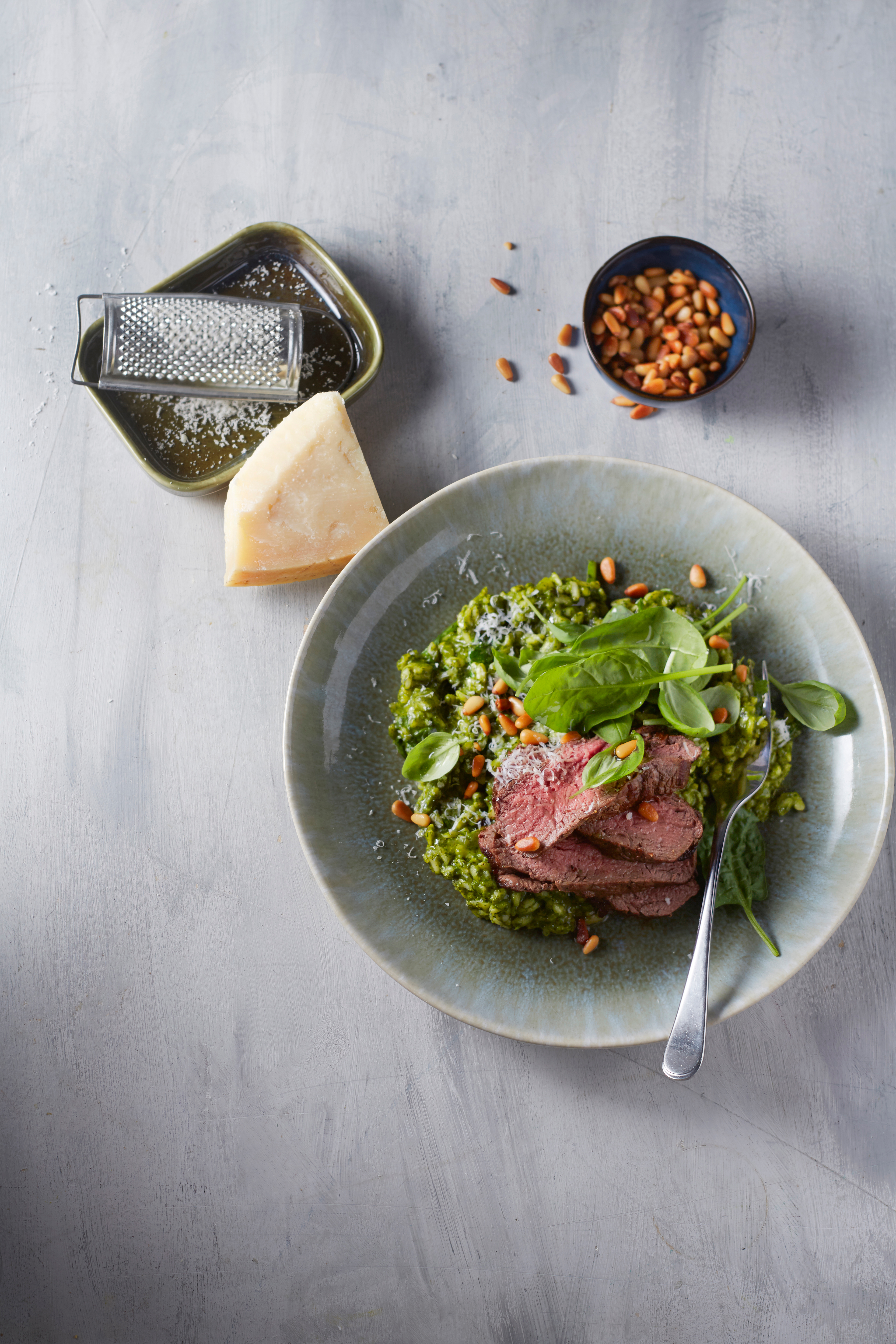 Risotto met spinazie en basilicum