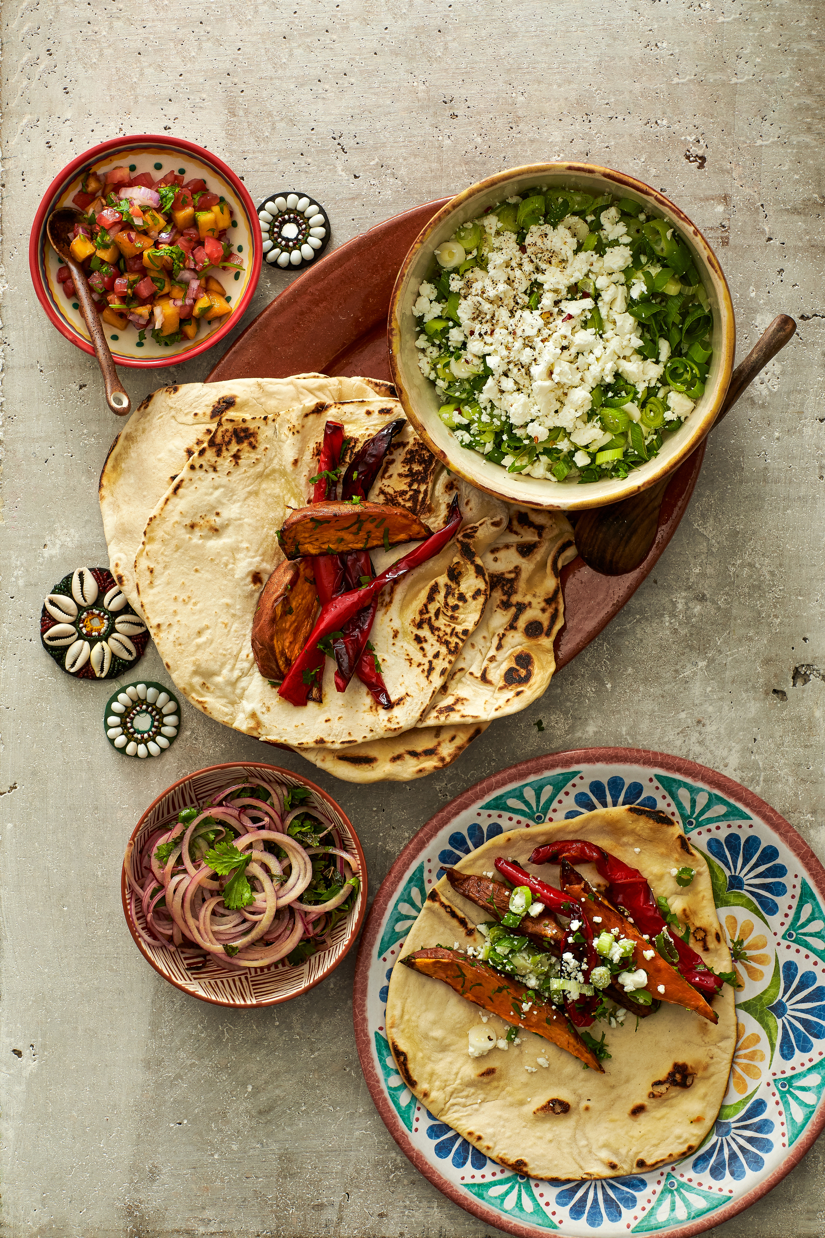 Taco's met zoete aardappel, paprika en feta