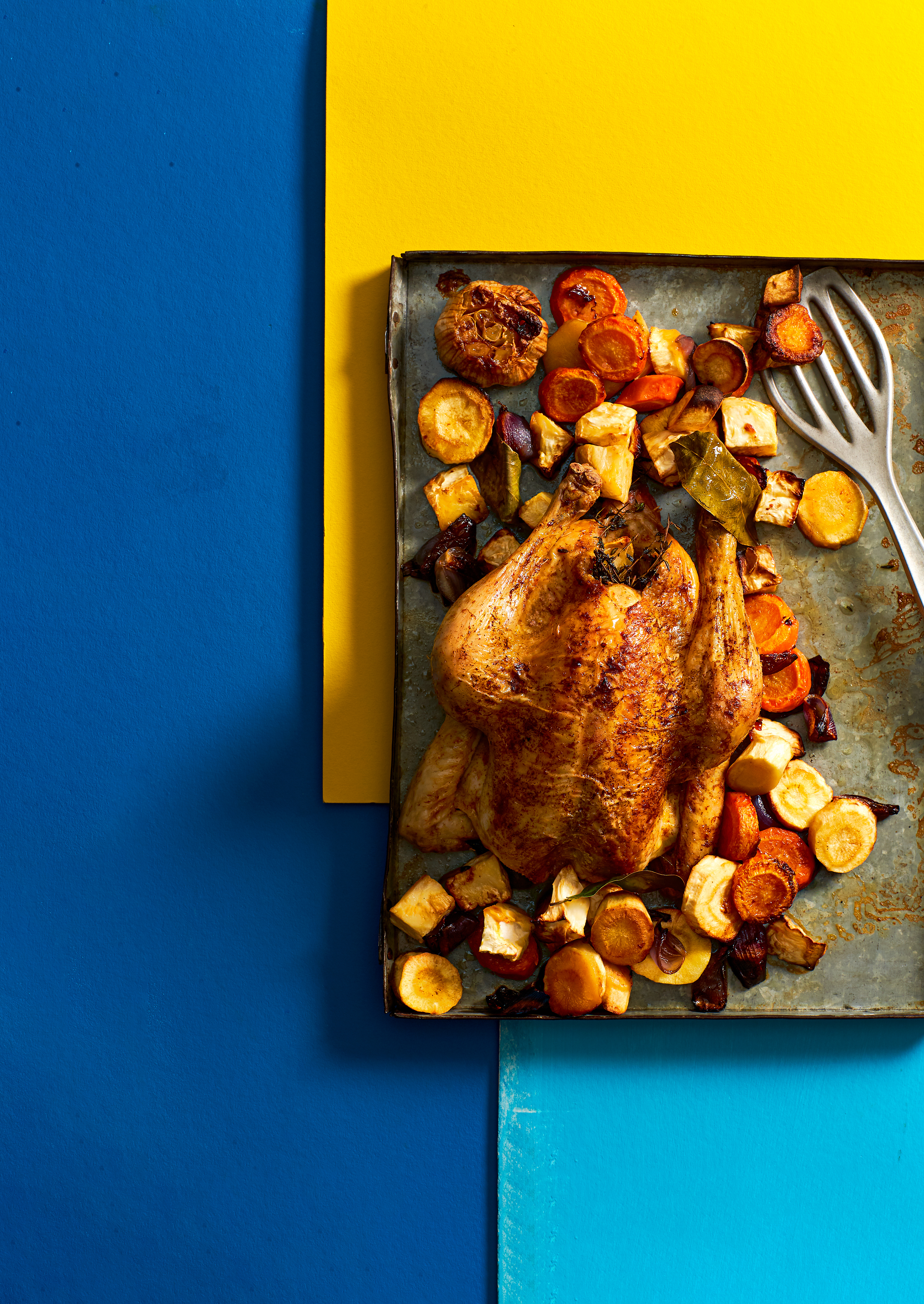 Geroosterde kip met wintergroenten