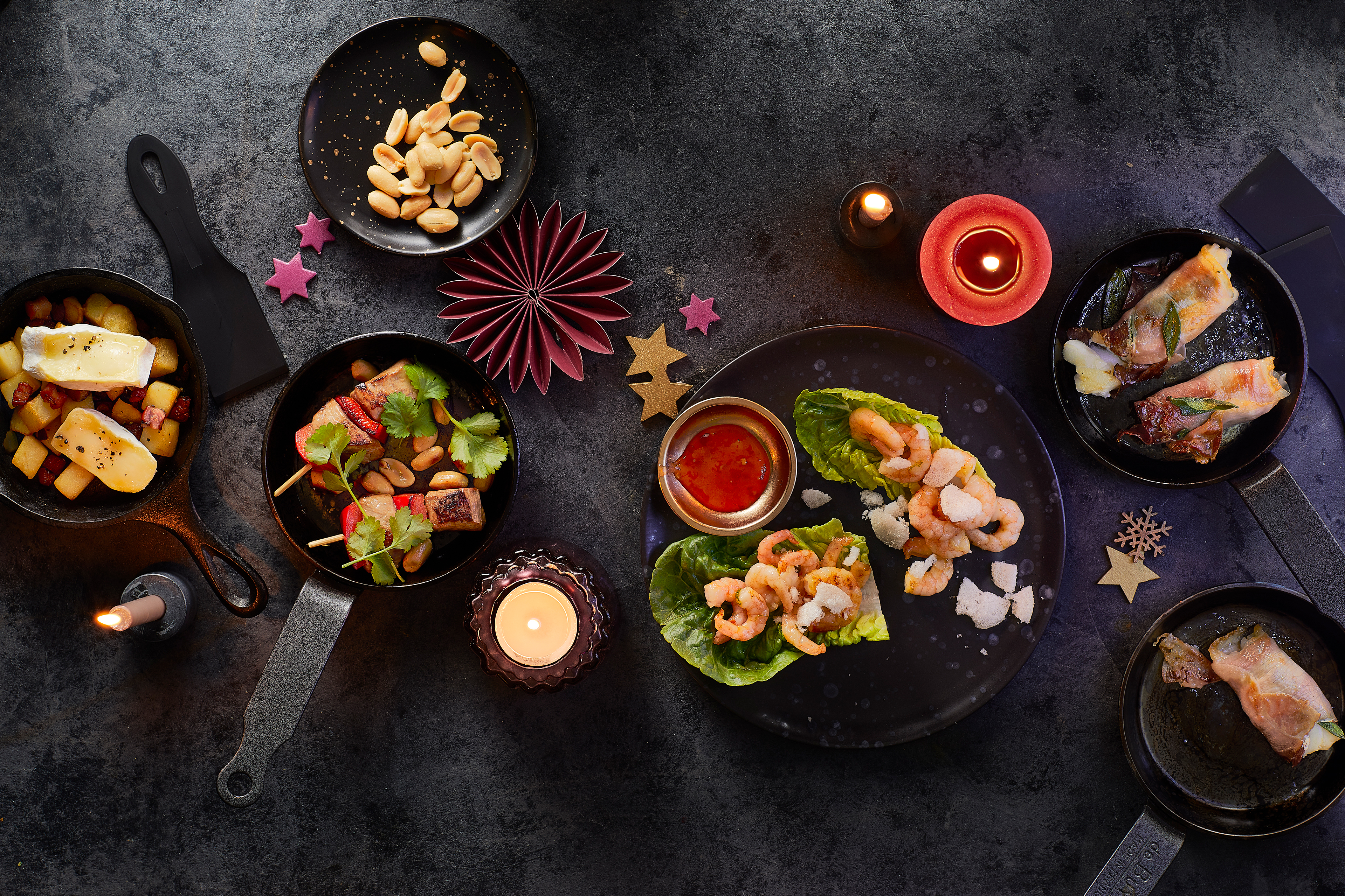 Brie-raclette met aardappel, spek en ui