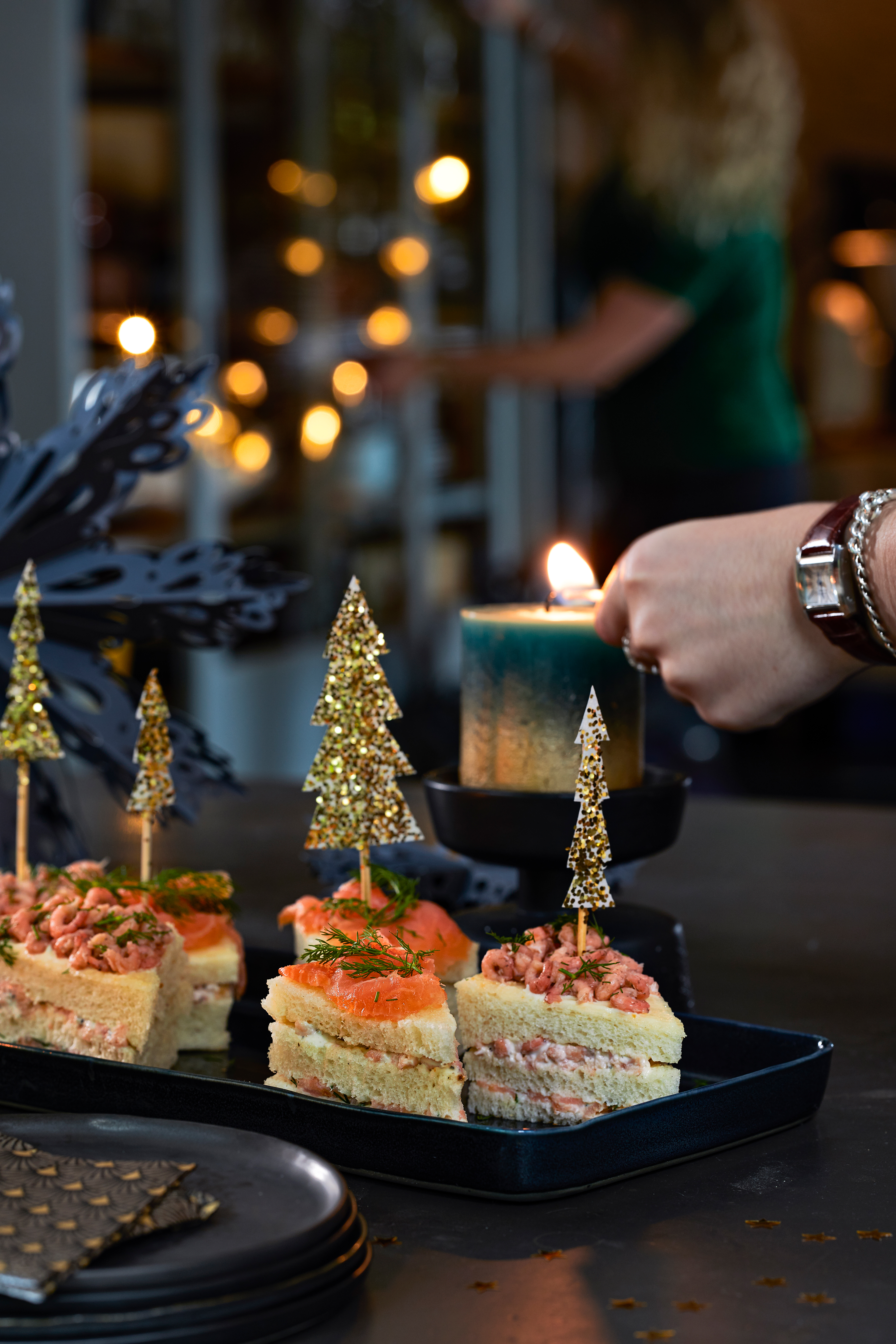 Triangel met zalm en garnalen