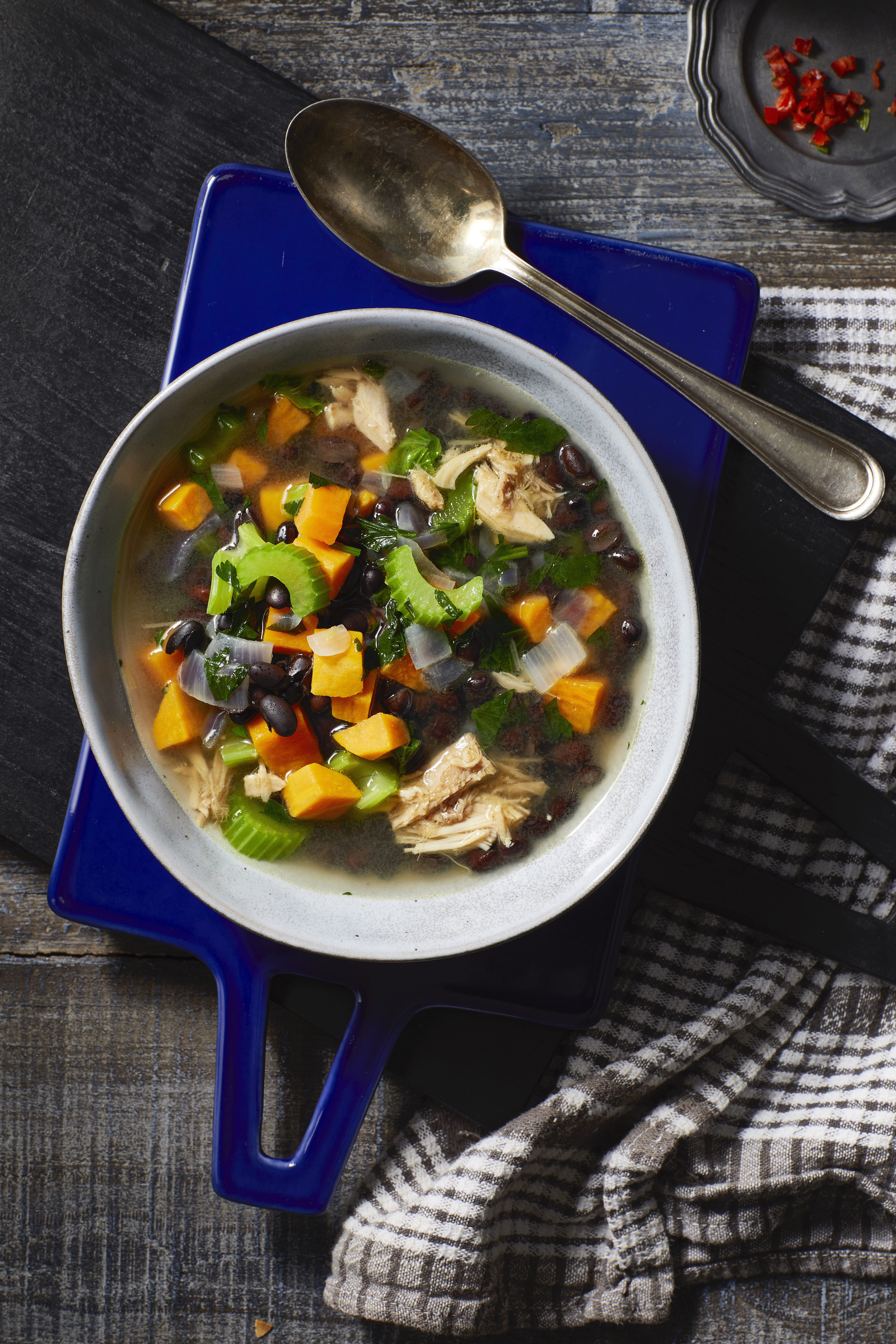 Sweet potato soup met bonen