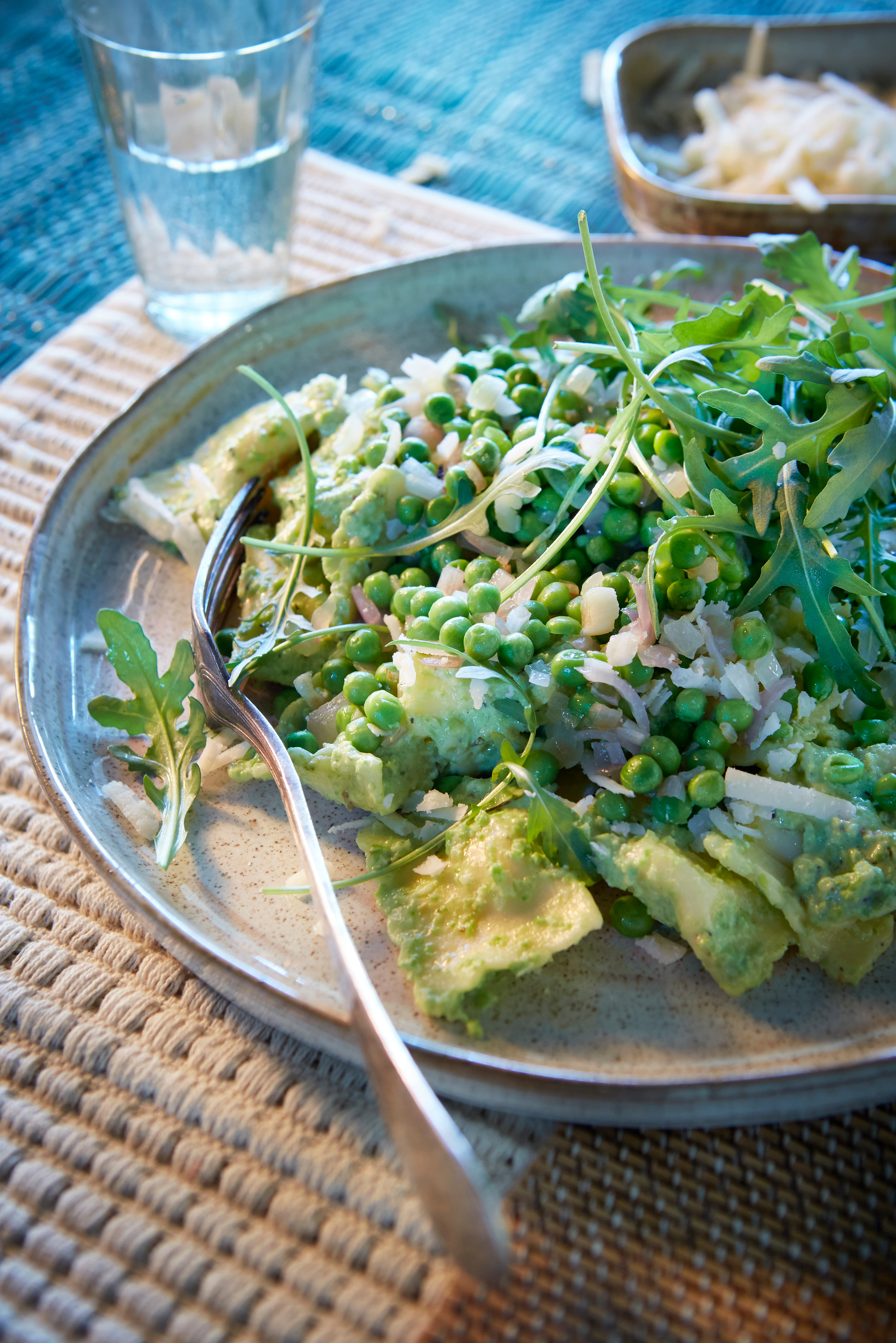 Kaasravioli met groene groentensaus