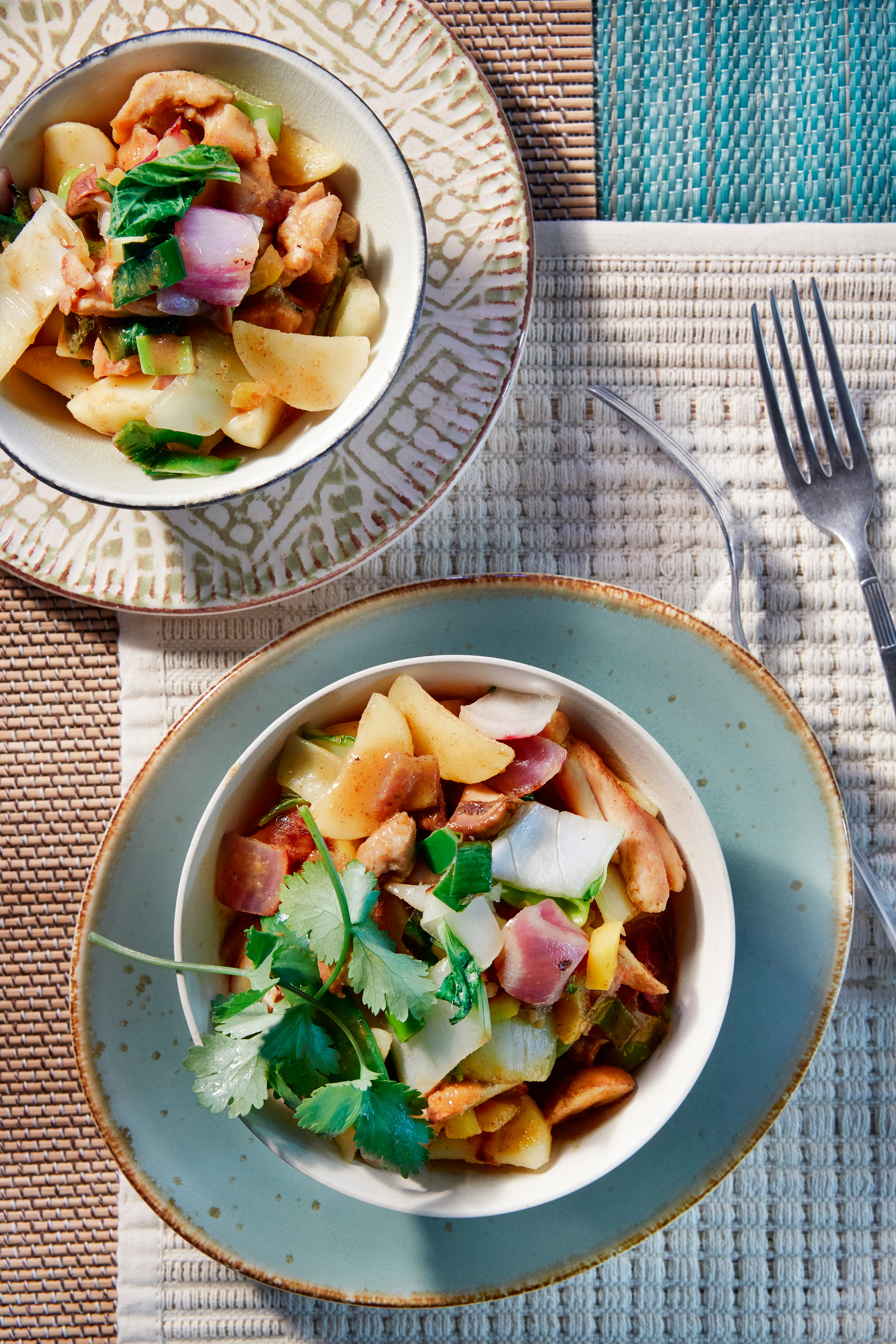 Groentecurry met kip en koriander