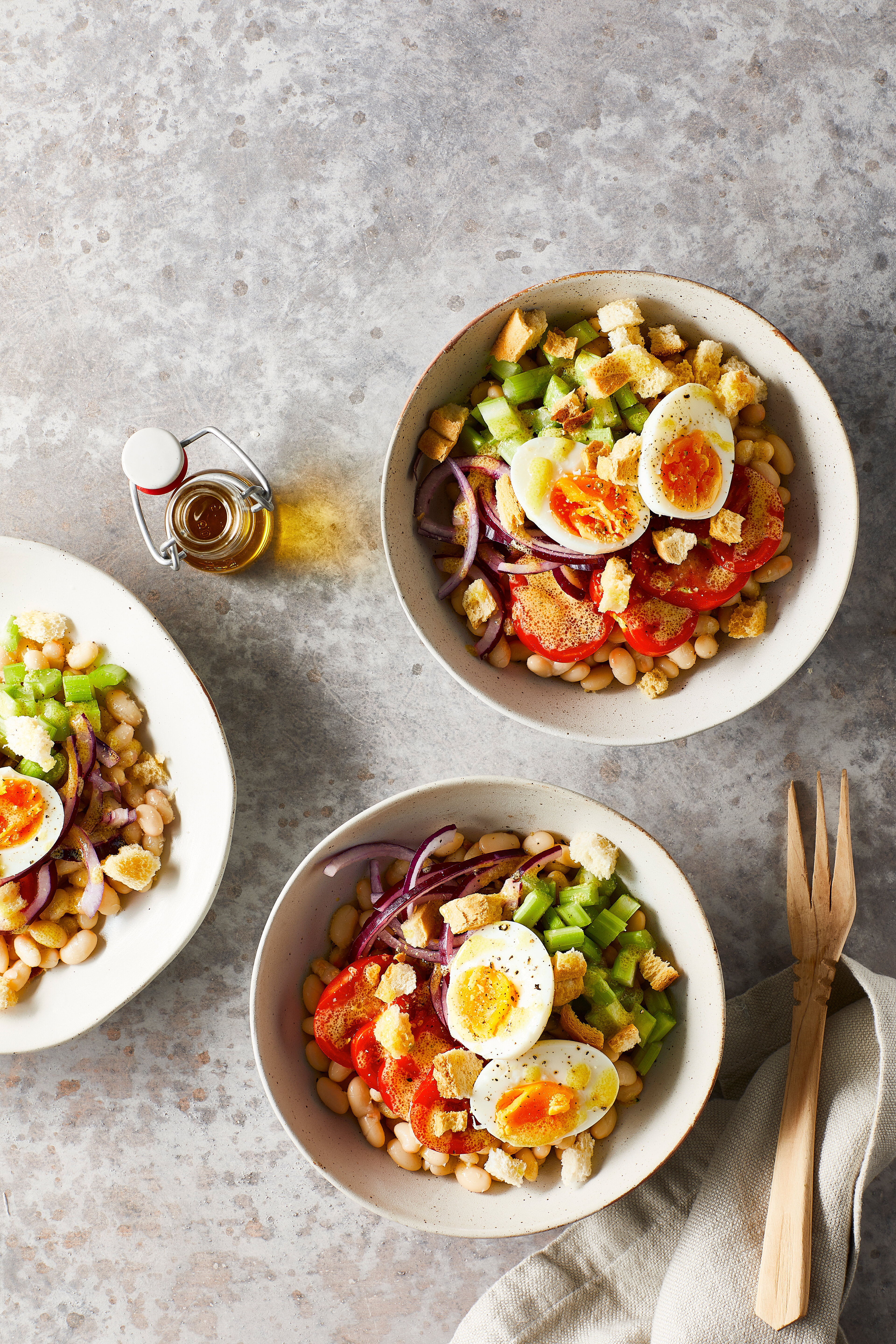 Bonensalade met ei en mosterddressing