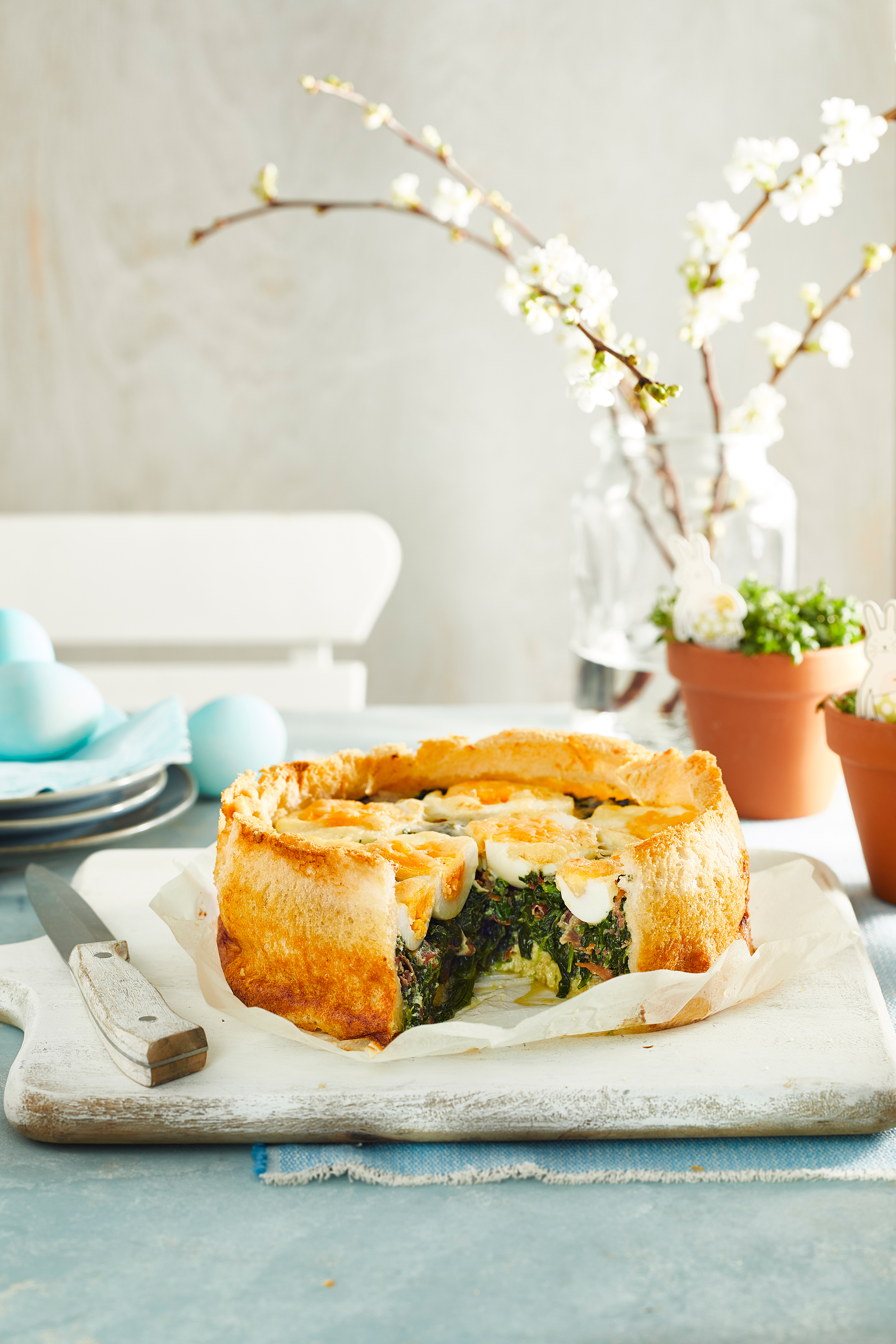 Broodquiche met spinazie en eieren