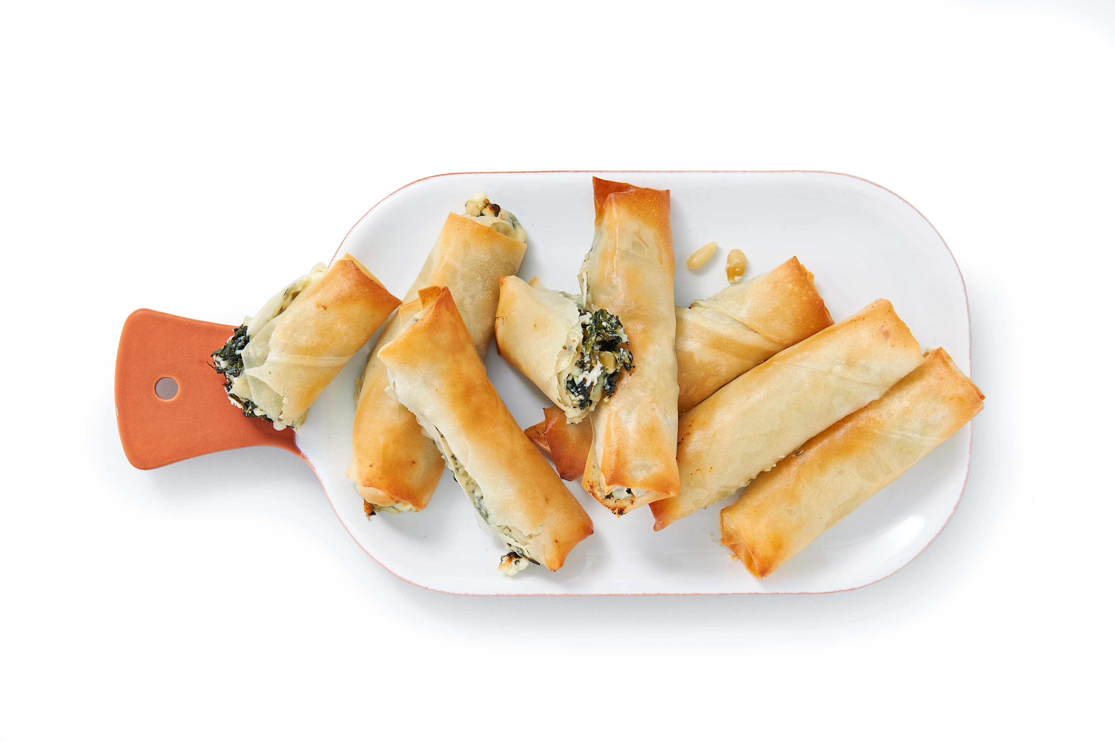 Filorolletjes met spinazie en feta