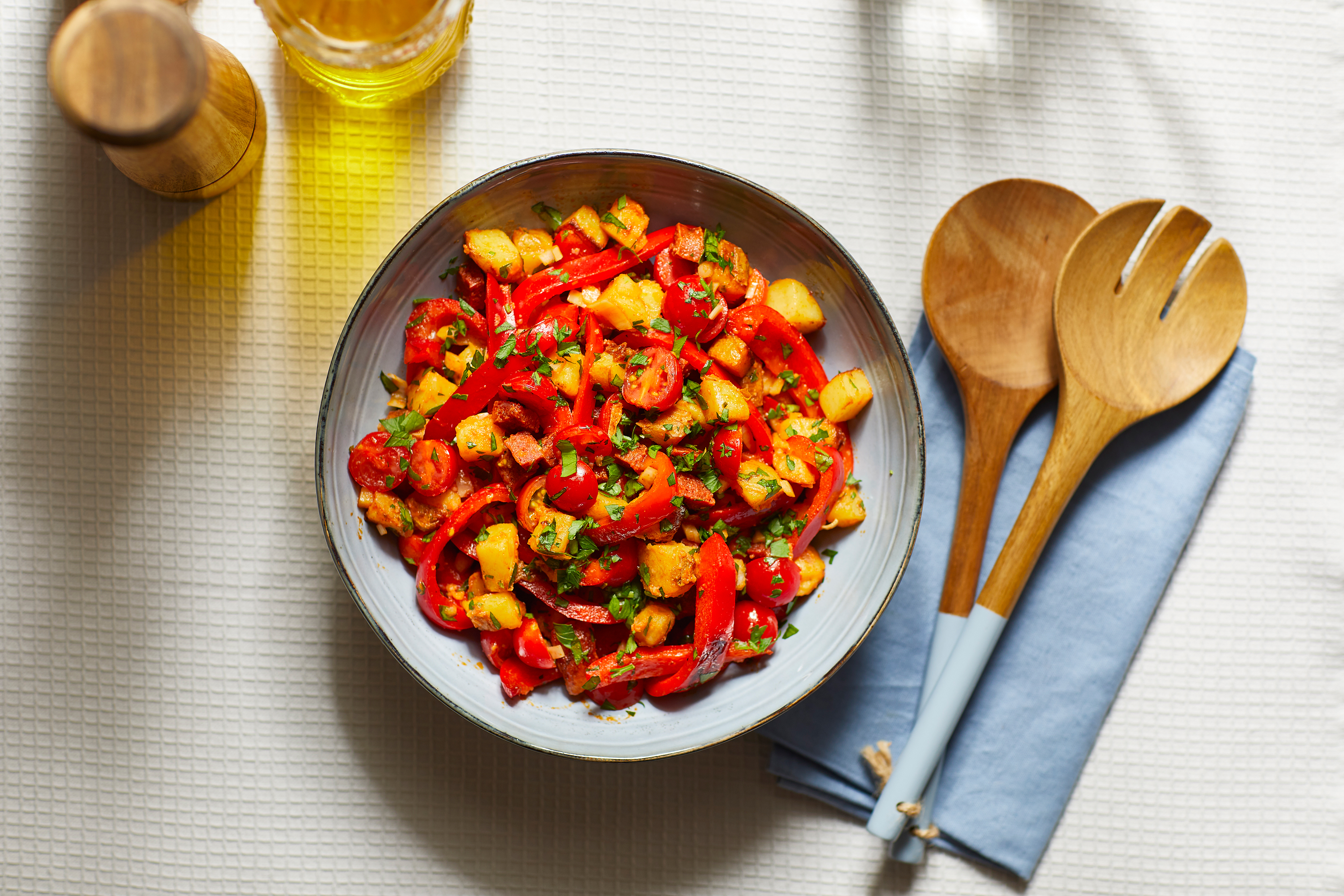 Aardappelsalade met chorizo en paprika