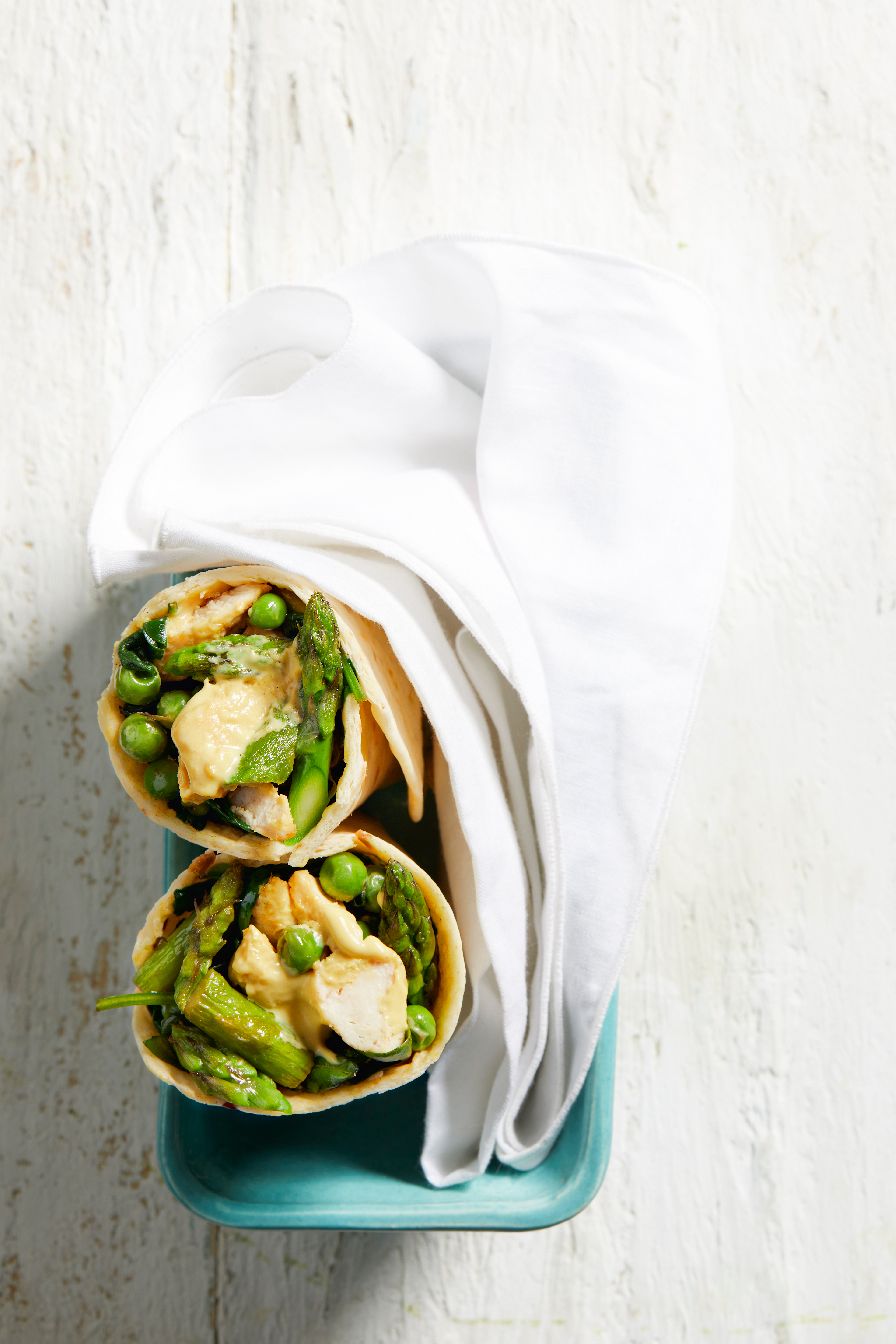 Wrap met romige kip en groene groenten