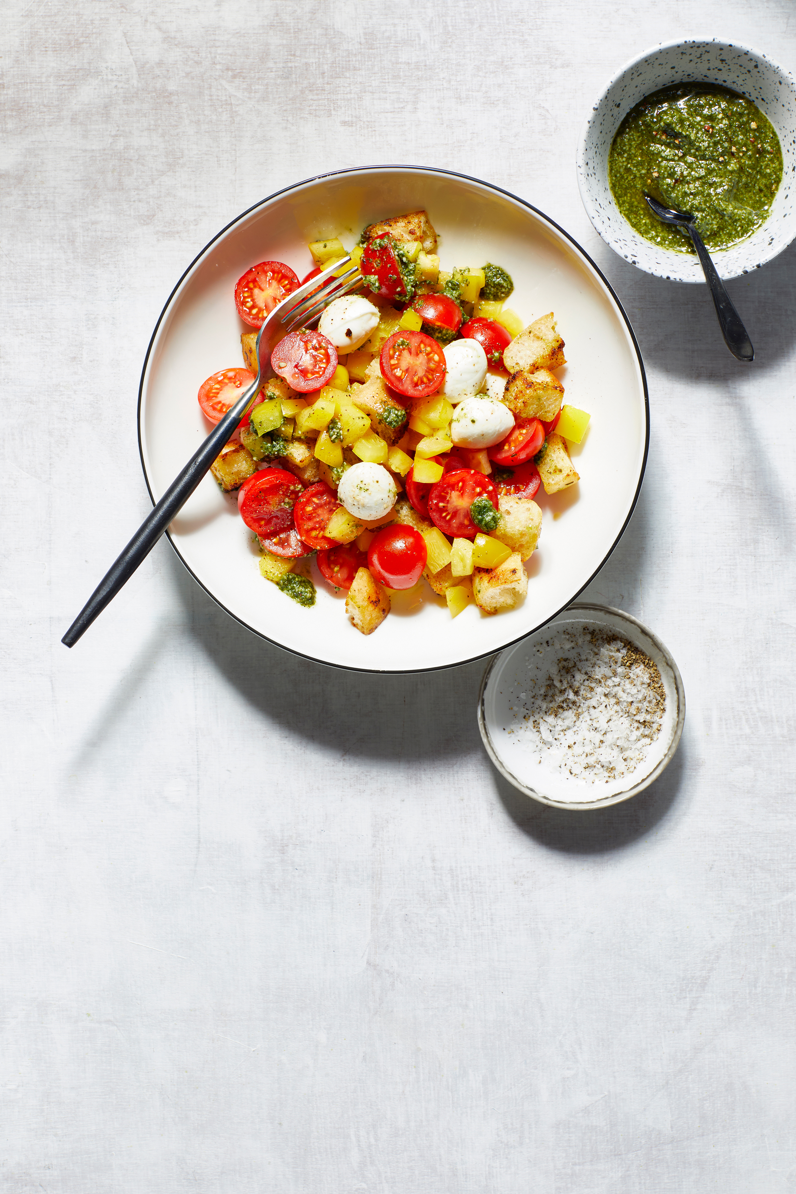 Caprese-salade met ciabatta-croutons