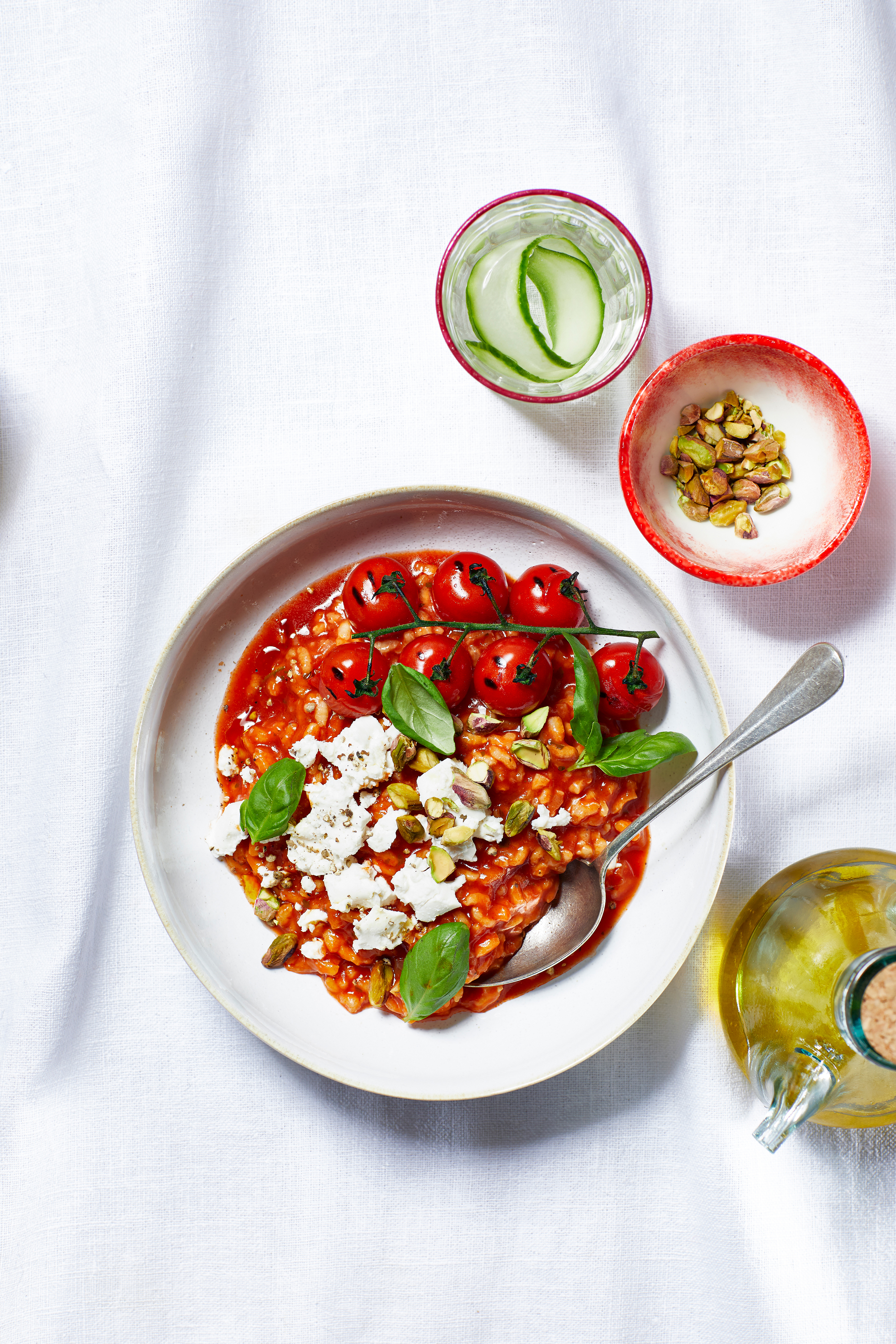 Tomatenrisotto met geitenkaas en gepofte tomaat