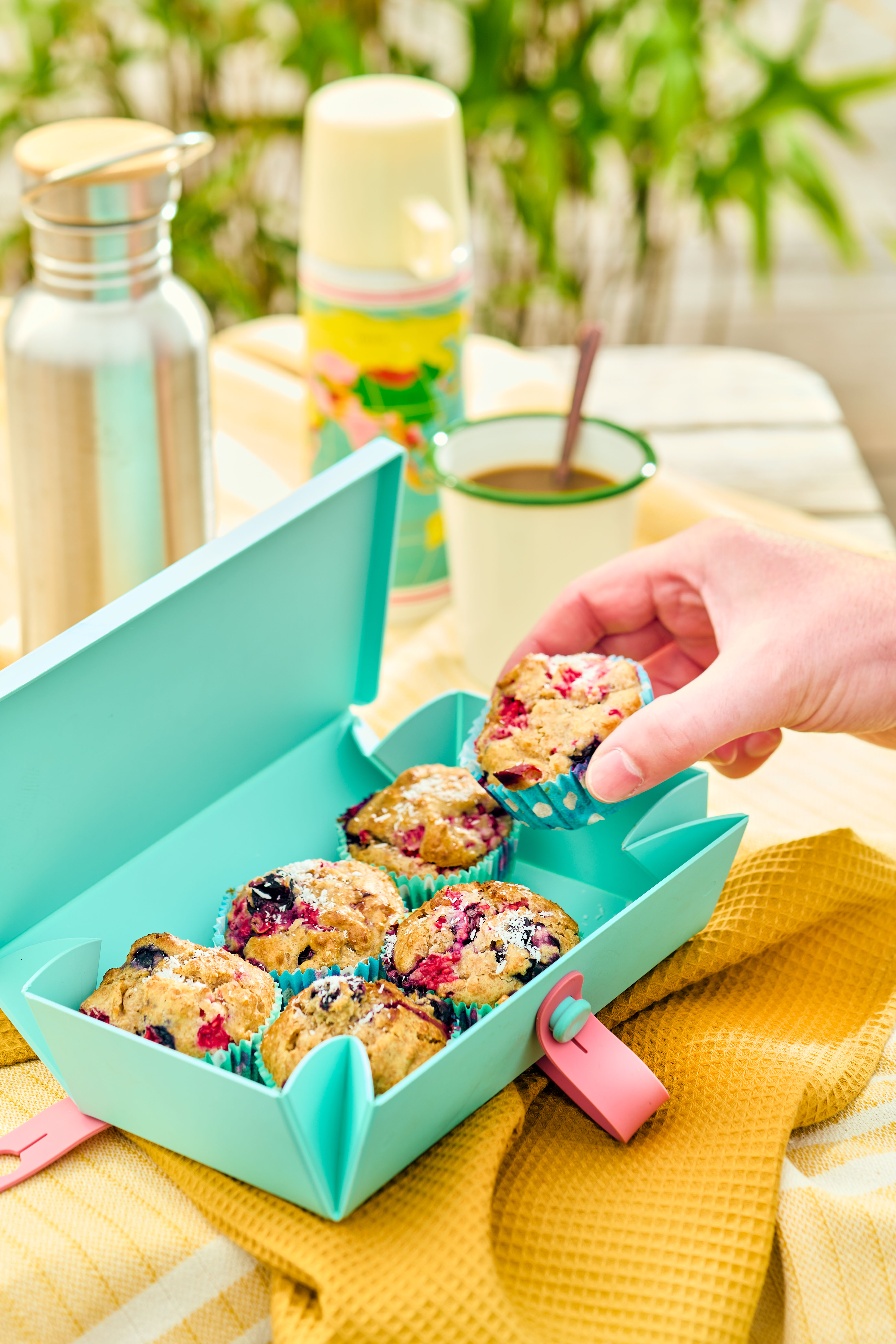 Volkoren frambozen-bessenmuffins