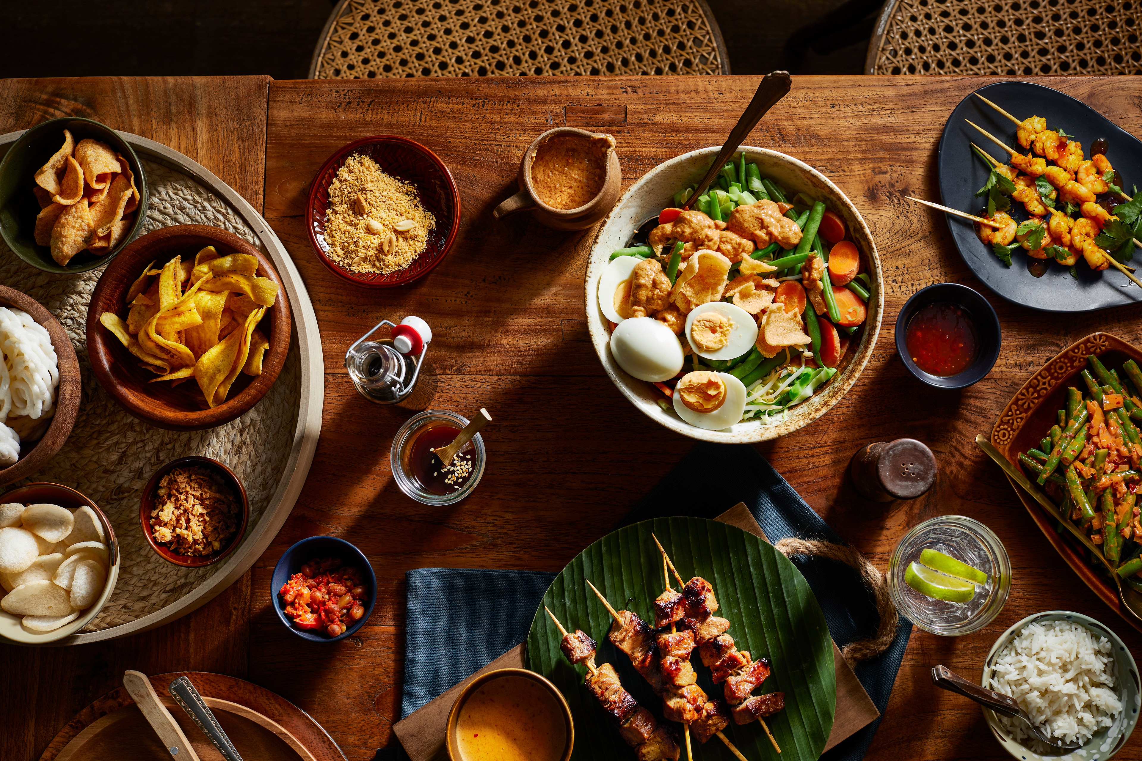 Garnalensaté met chilisaus