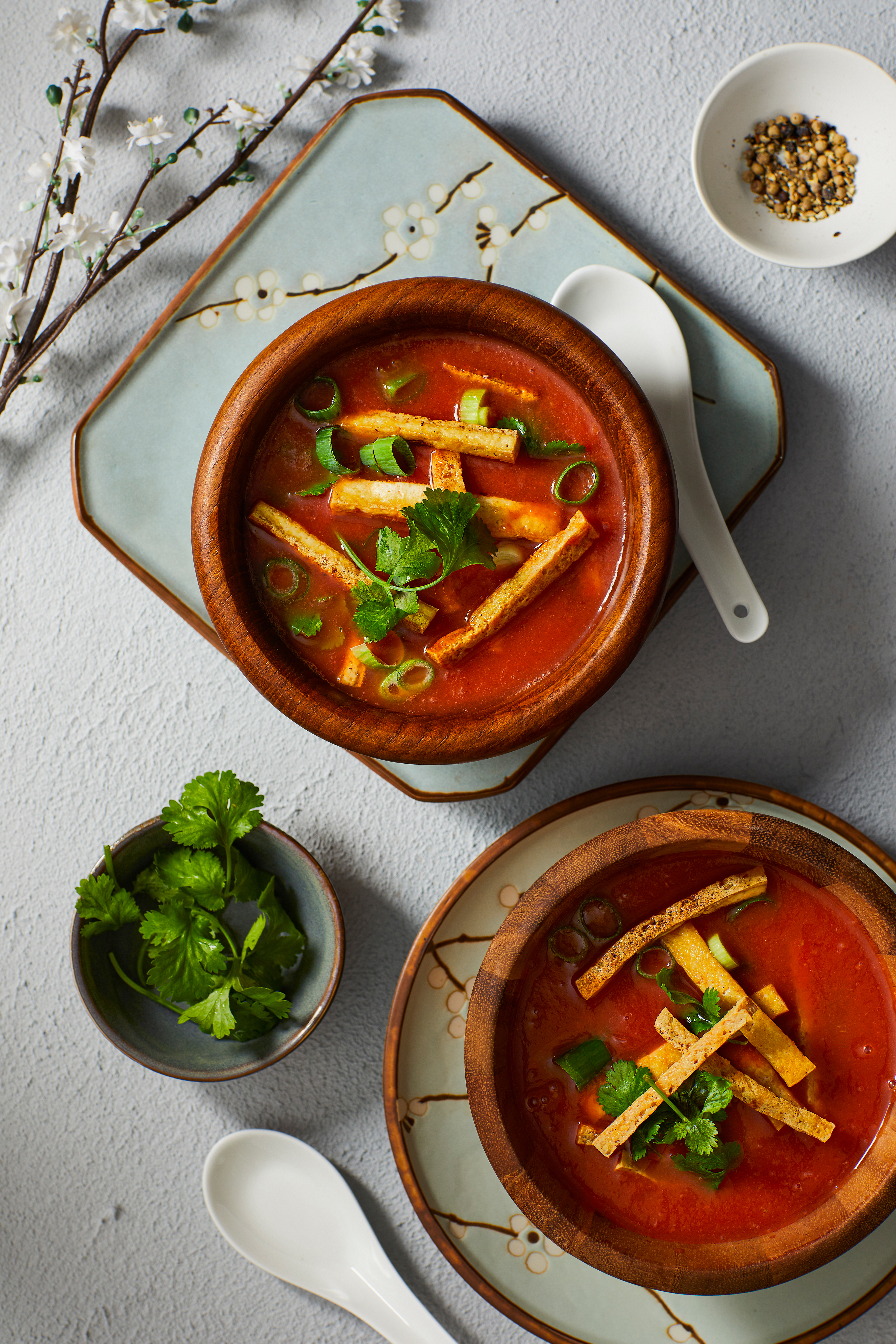 Chinese tomatensoep met tofu