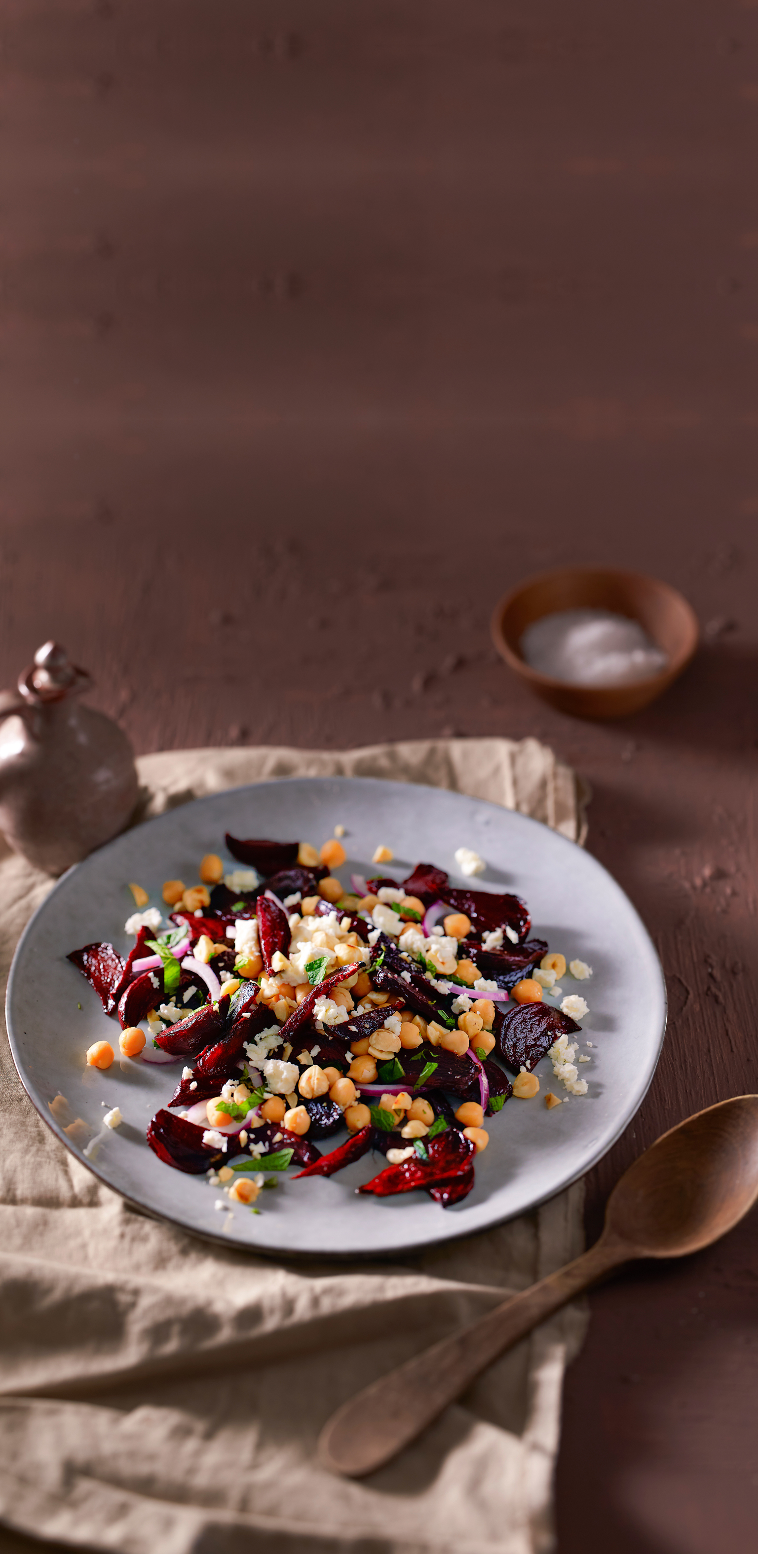 Salade van geroosterde bietjes met munt en feta
