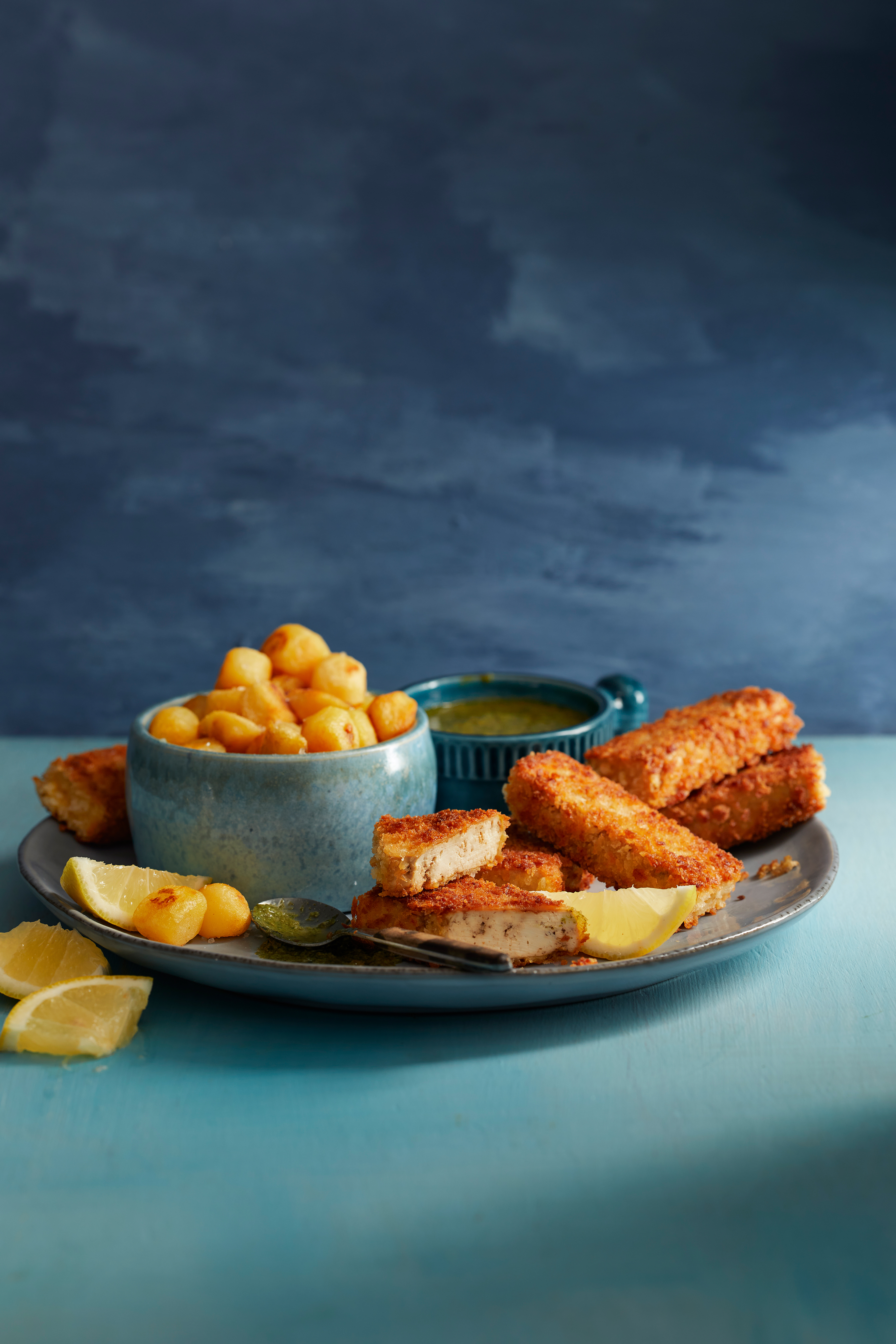 Tofu milanese met krieltjes en salsa verde