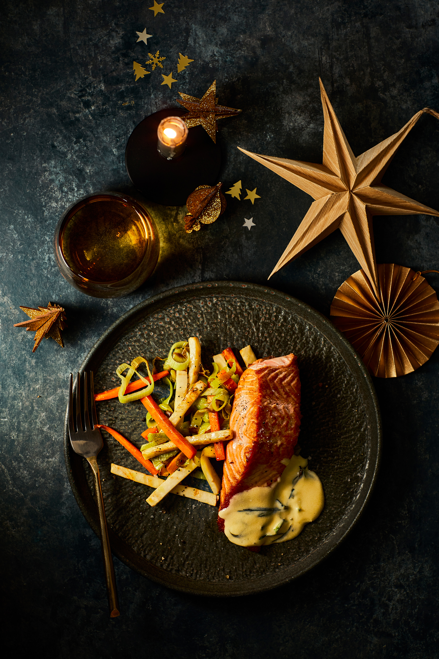 Gebakken zalm met bearnaisesaus