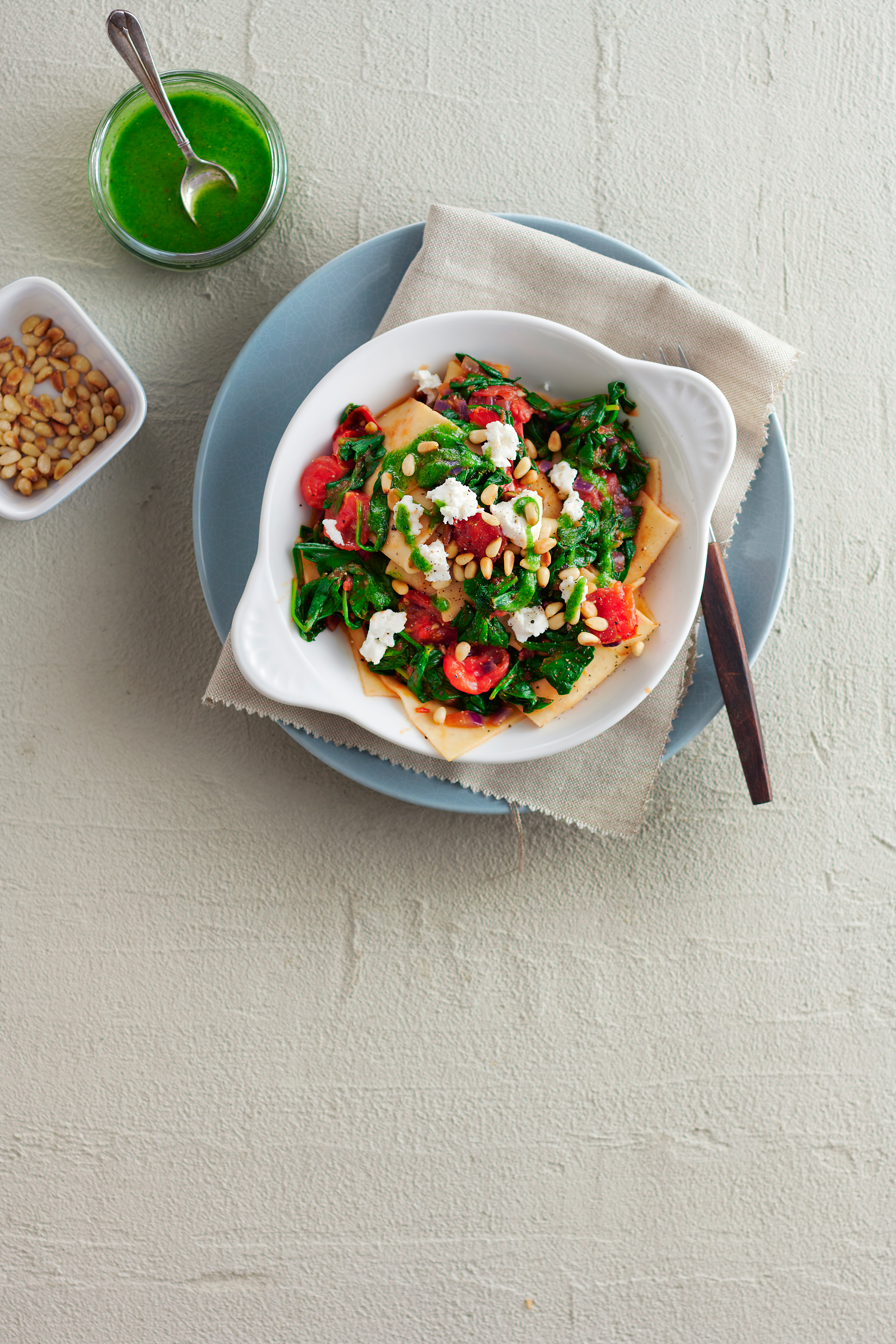 Lasagnette met spinazie en geitenkaas