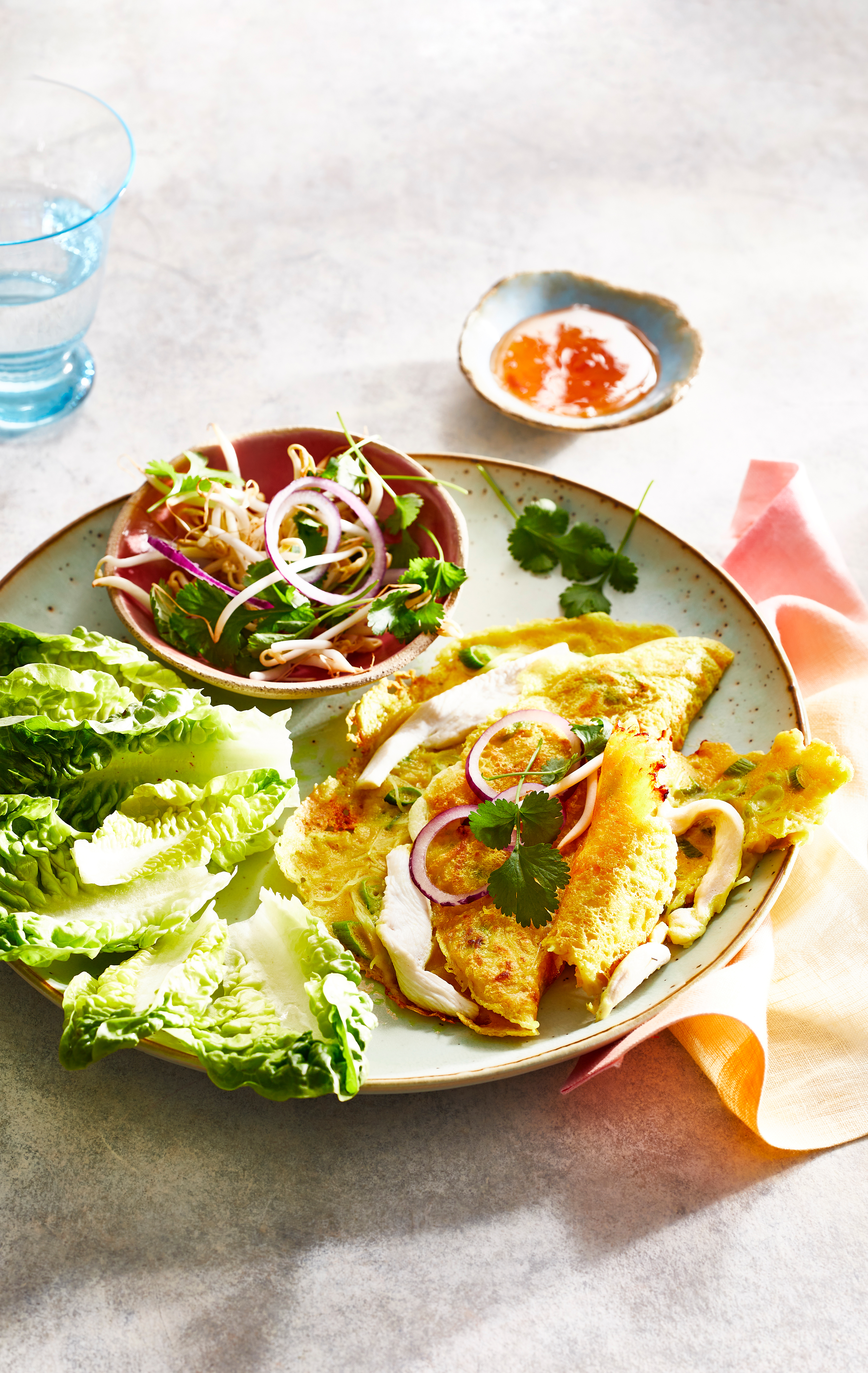 Vietnamese banh xeo met mihoen en kip