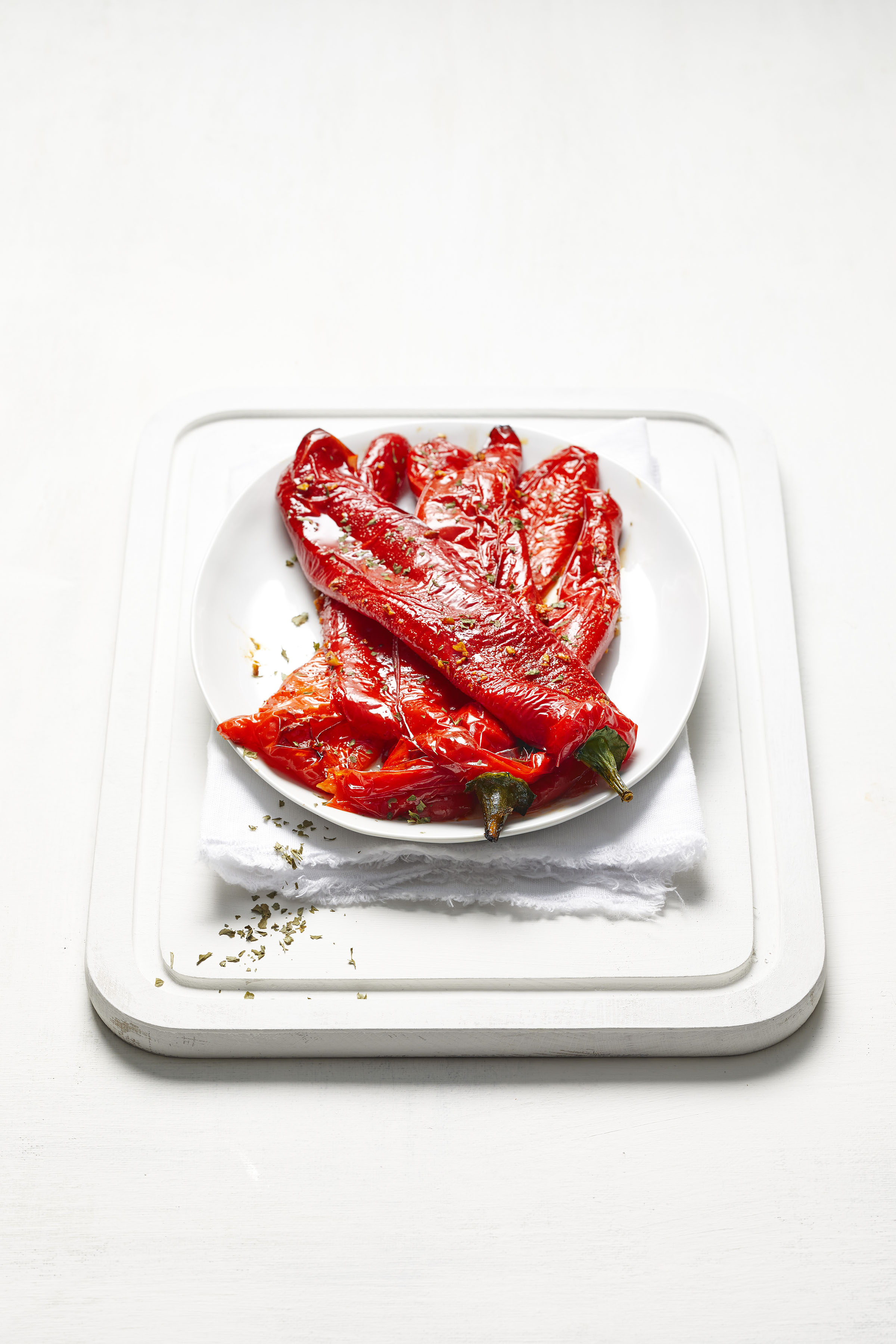 Gegrilde puntpaprika met oregano en knoflook