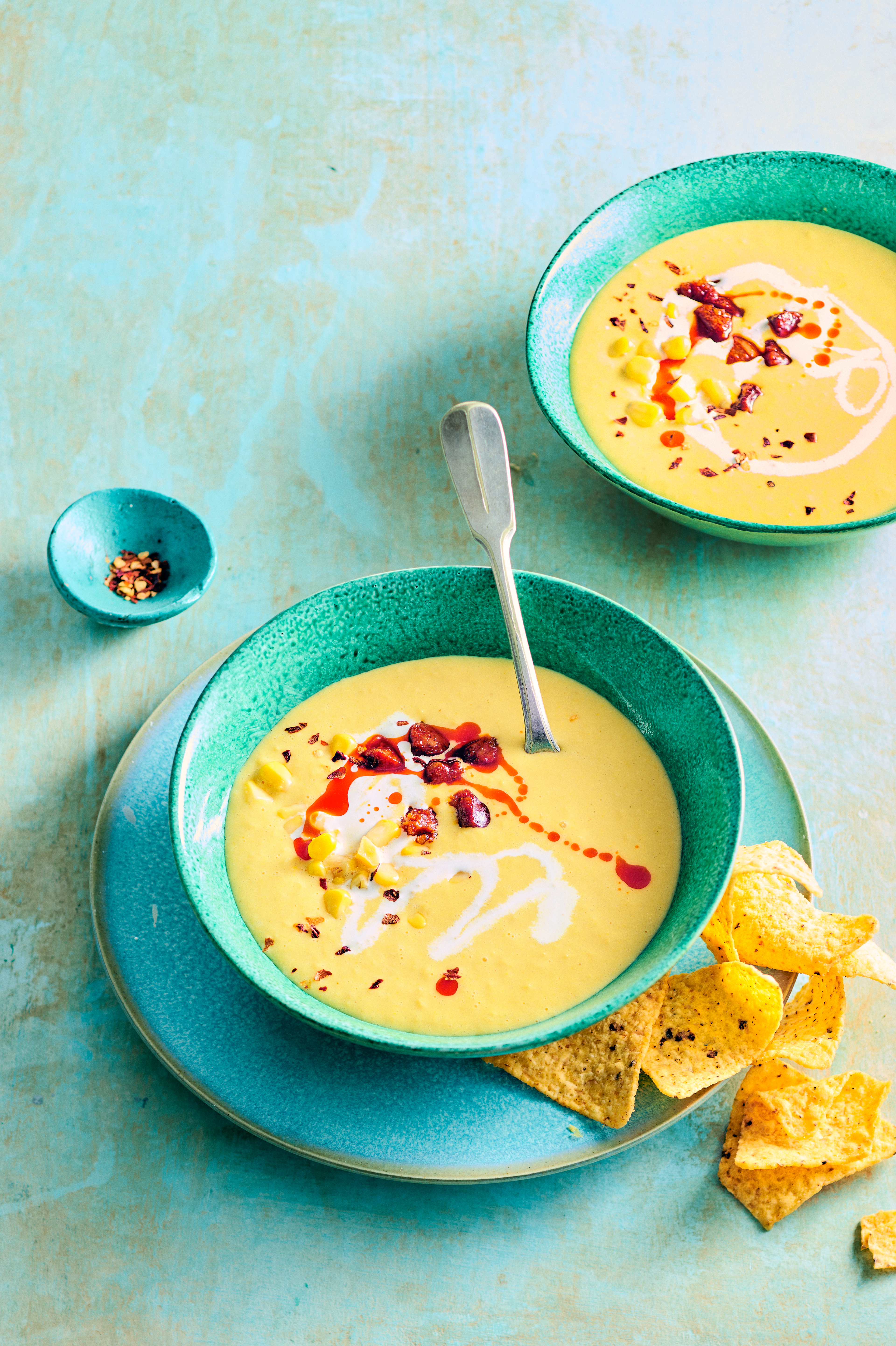 Maissoep met chorizo