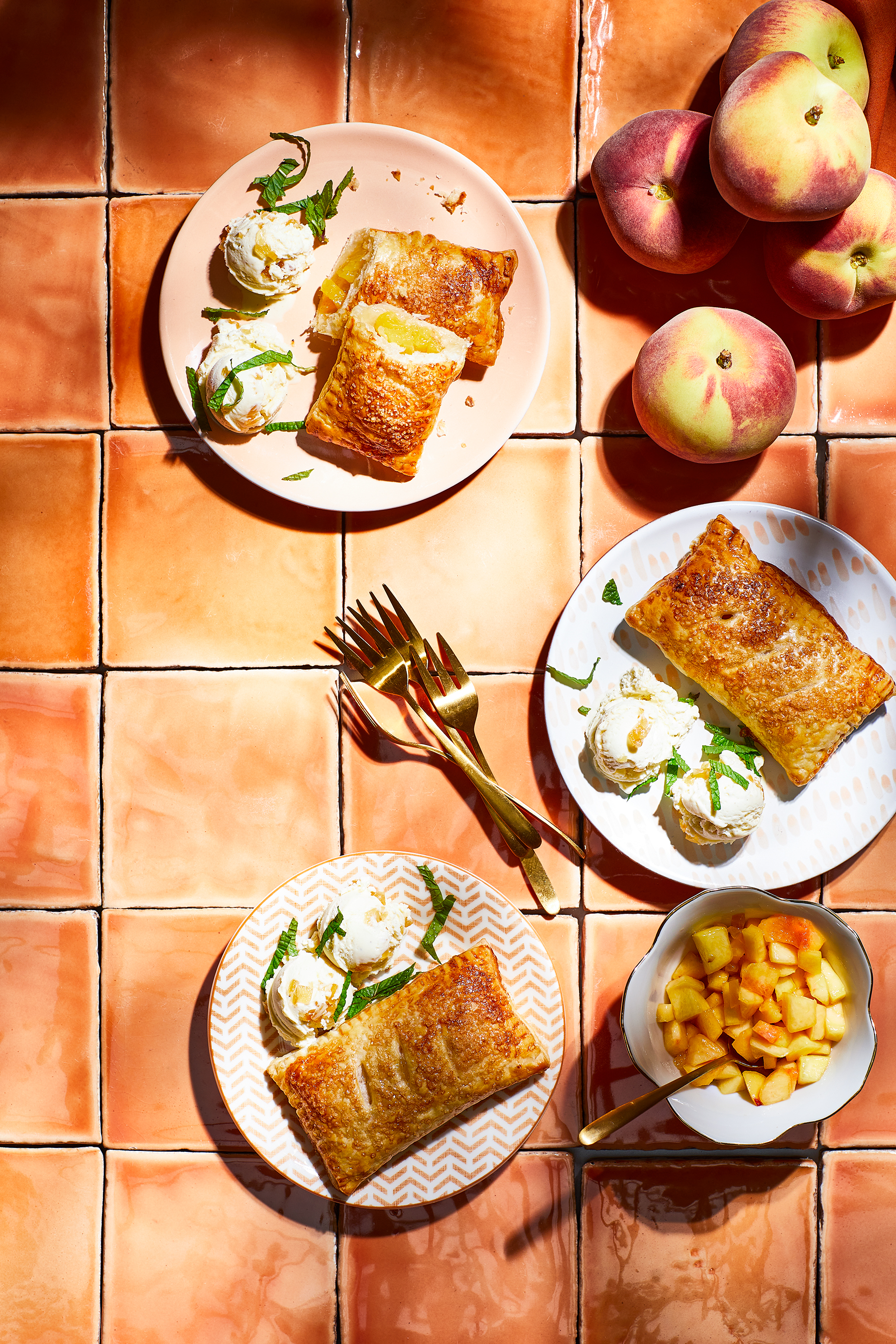 Perzik-pies met gemberijs