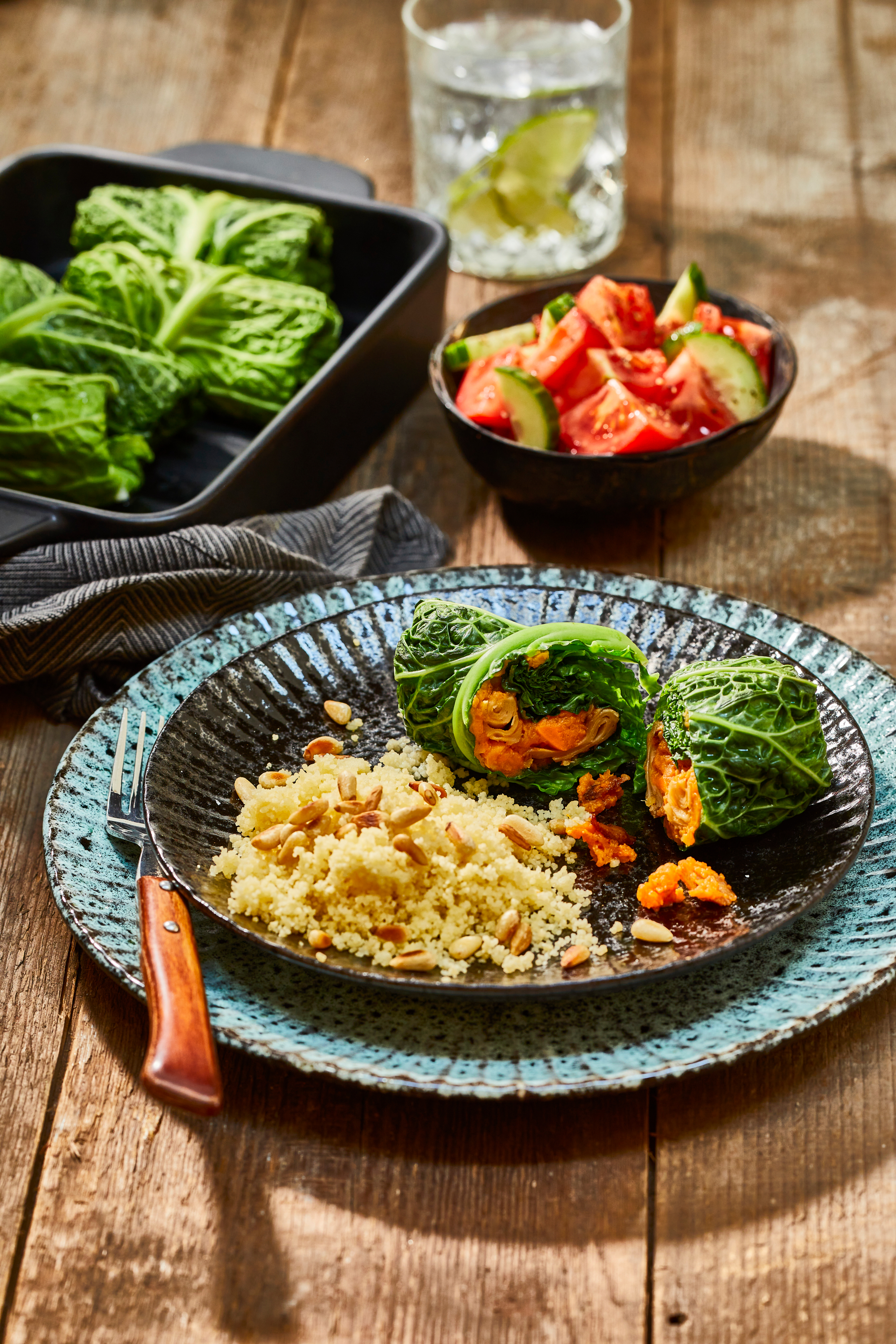 Koolrolletjes met zoete aardappel