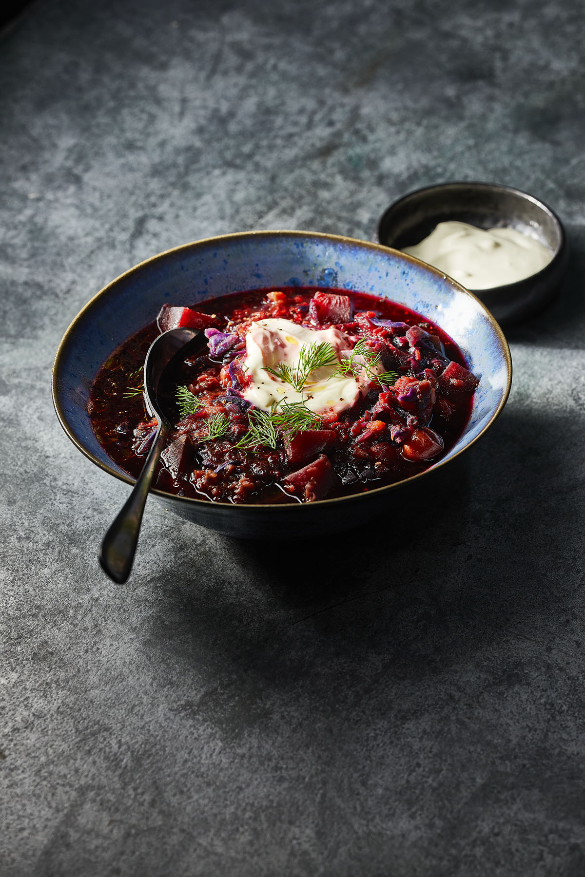 Roze linzensoep met bietjes