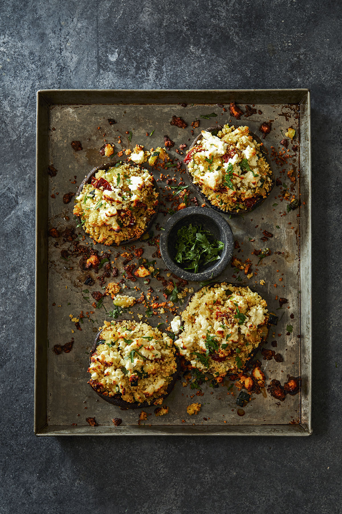 Gevulde portobello met couscous en feta