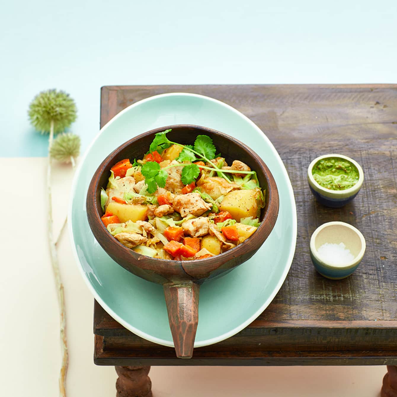 Kipstoof met spitskool en aardappel