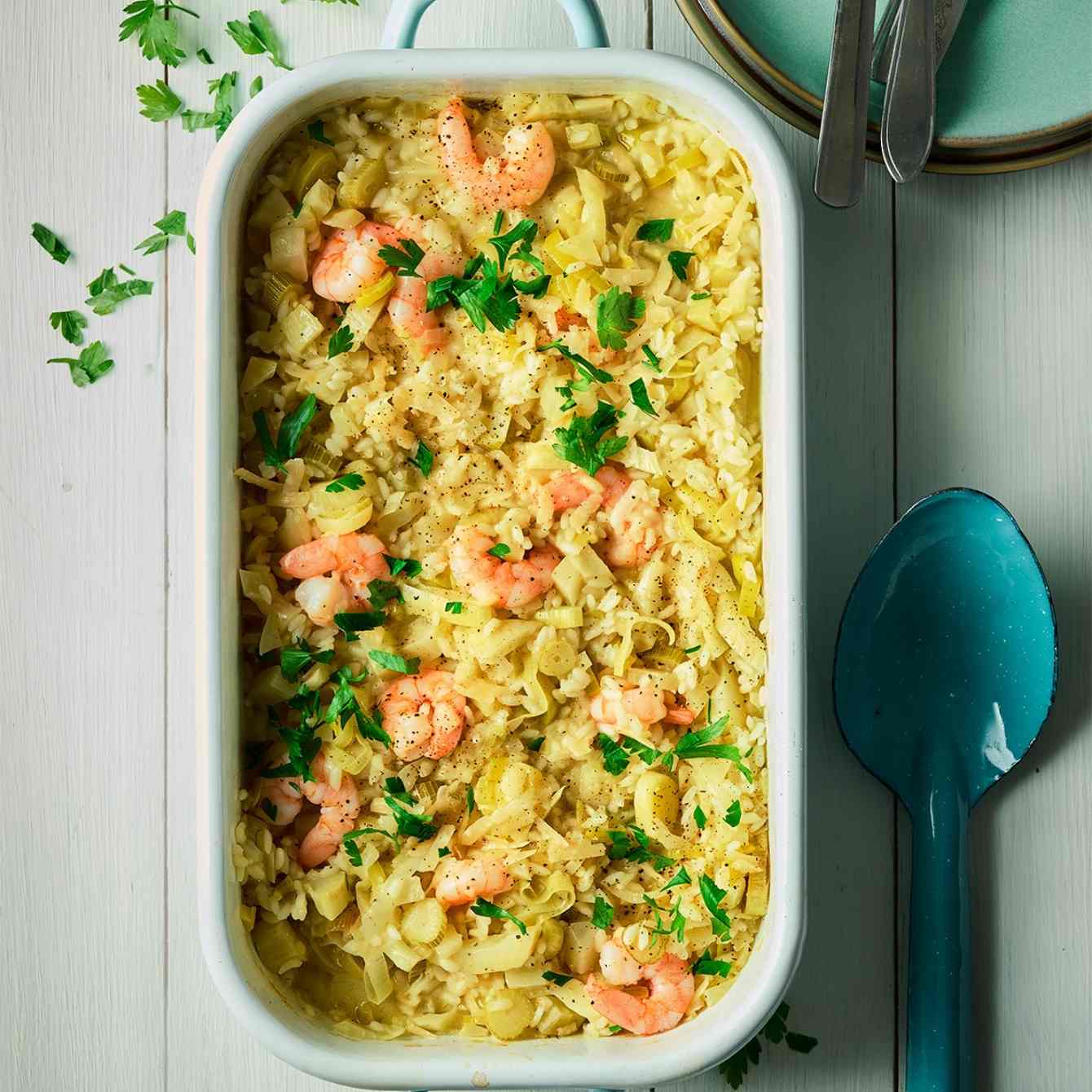 Ovenrisotto met venkel en garnalen
