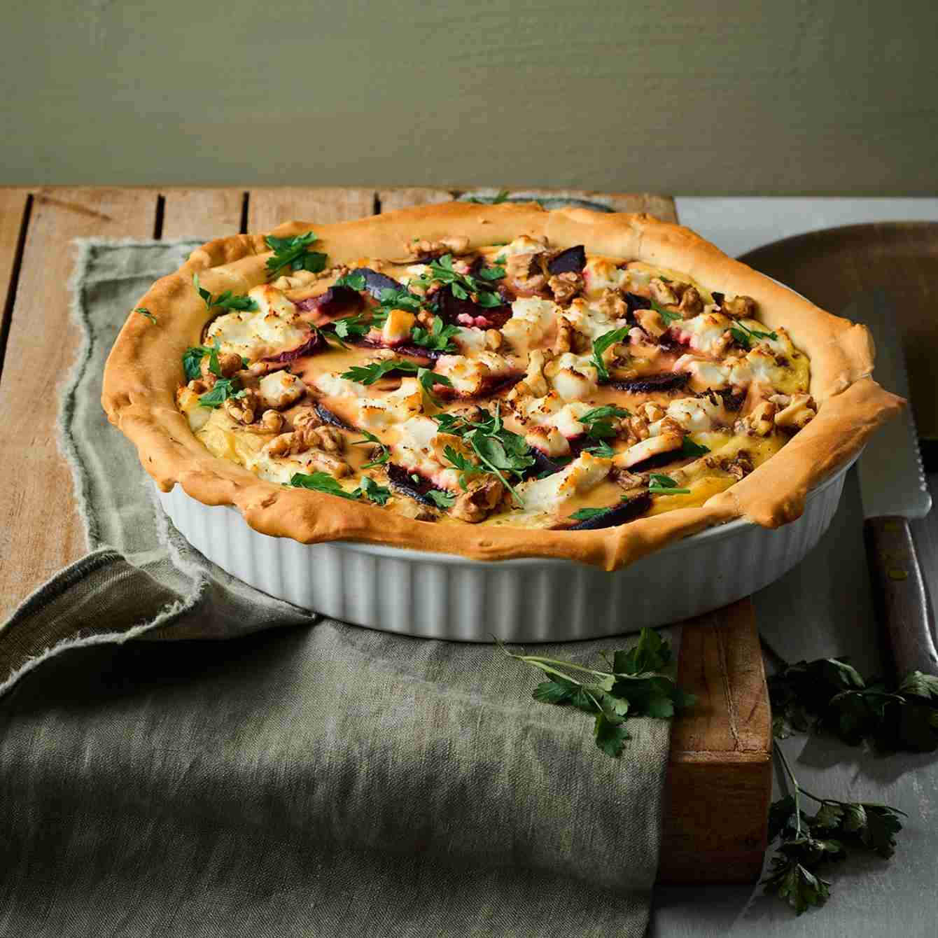 Geitenkaasquiche met bietjes