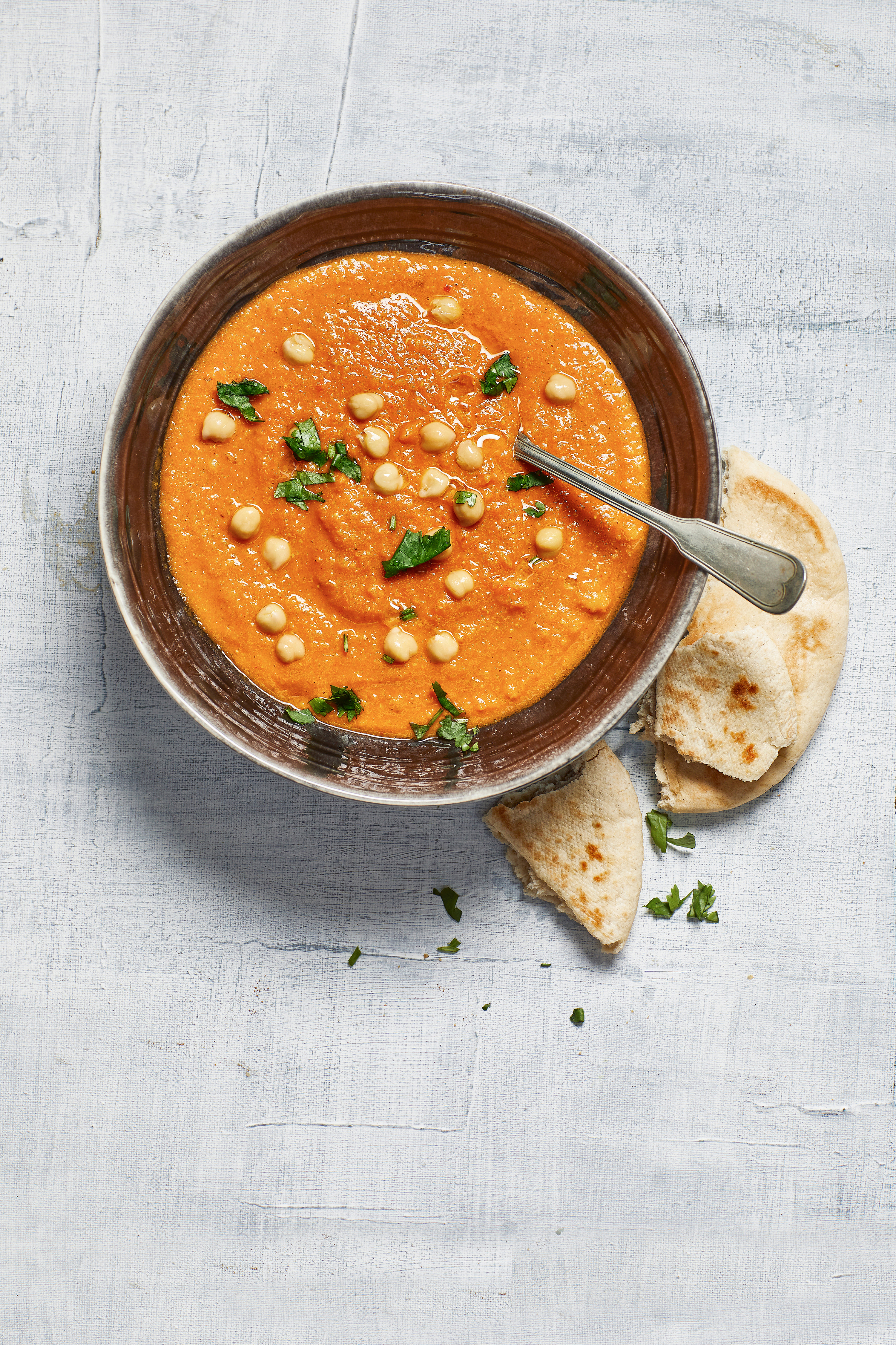 Pittige linzensoep met kikkererwten