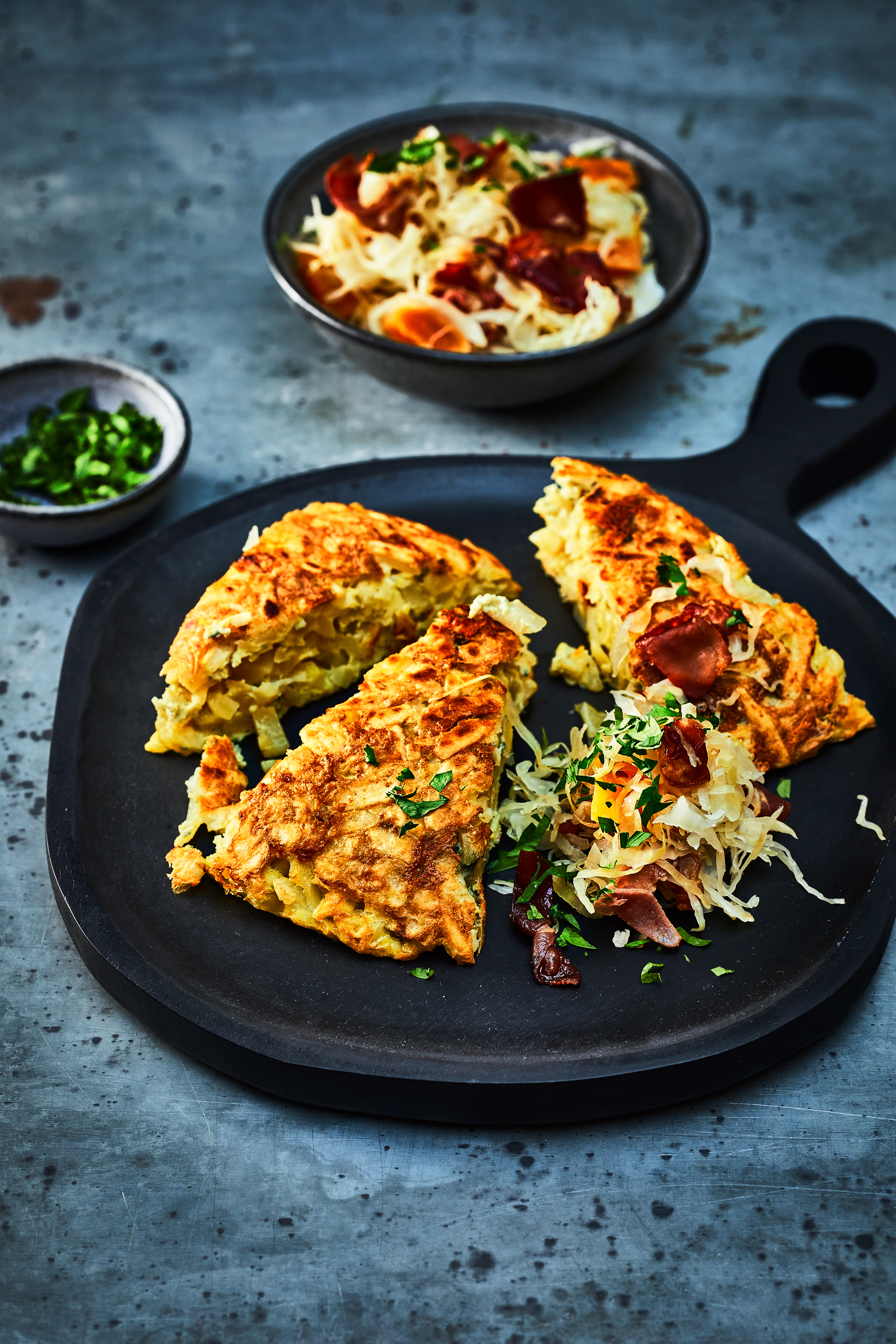 Zuurkool met rösti-frittata