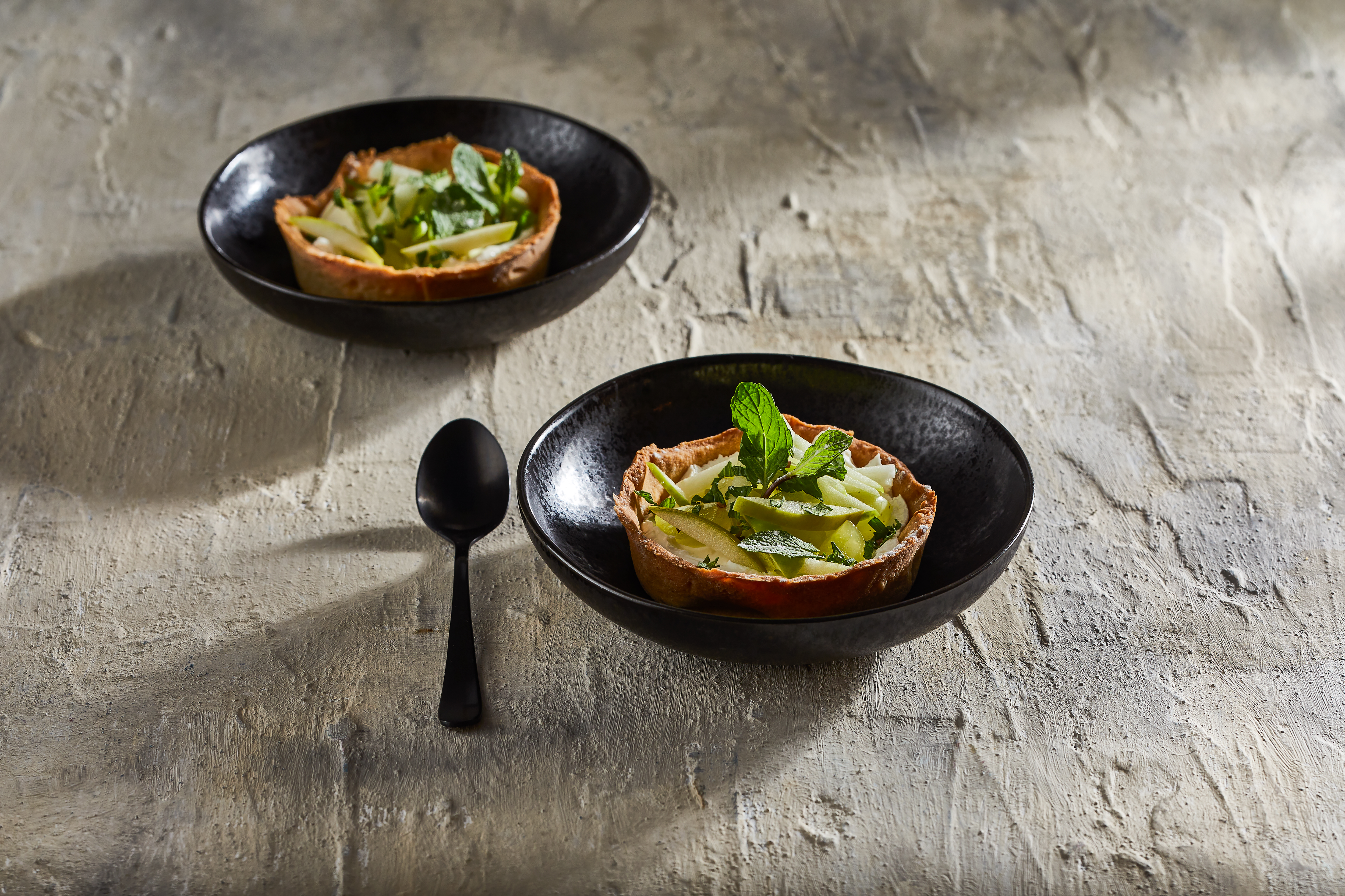 Tartelette met vanillemascarpone en groen fruit