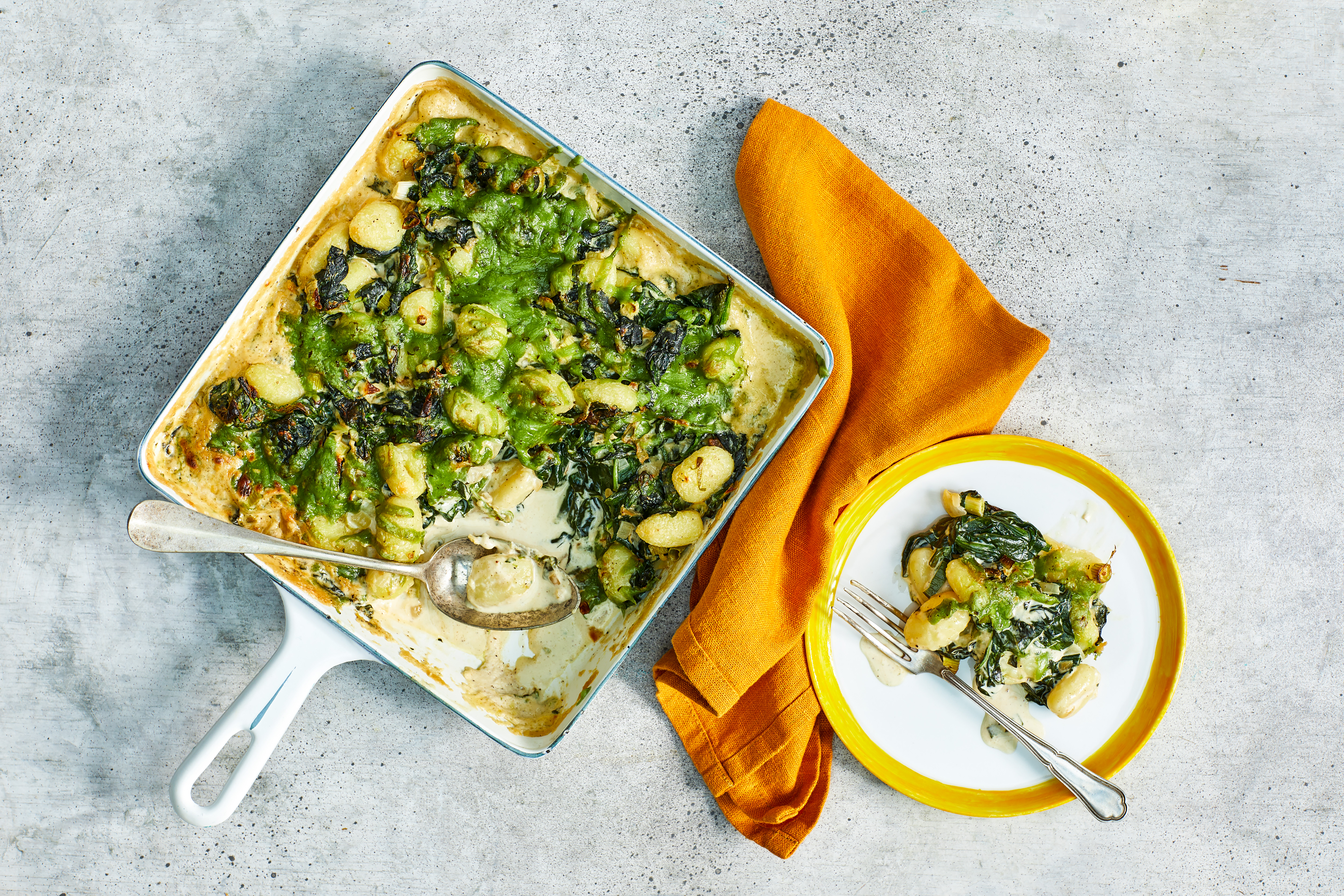 Groene gnocchi-schotel