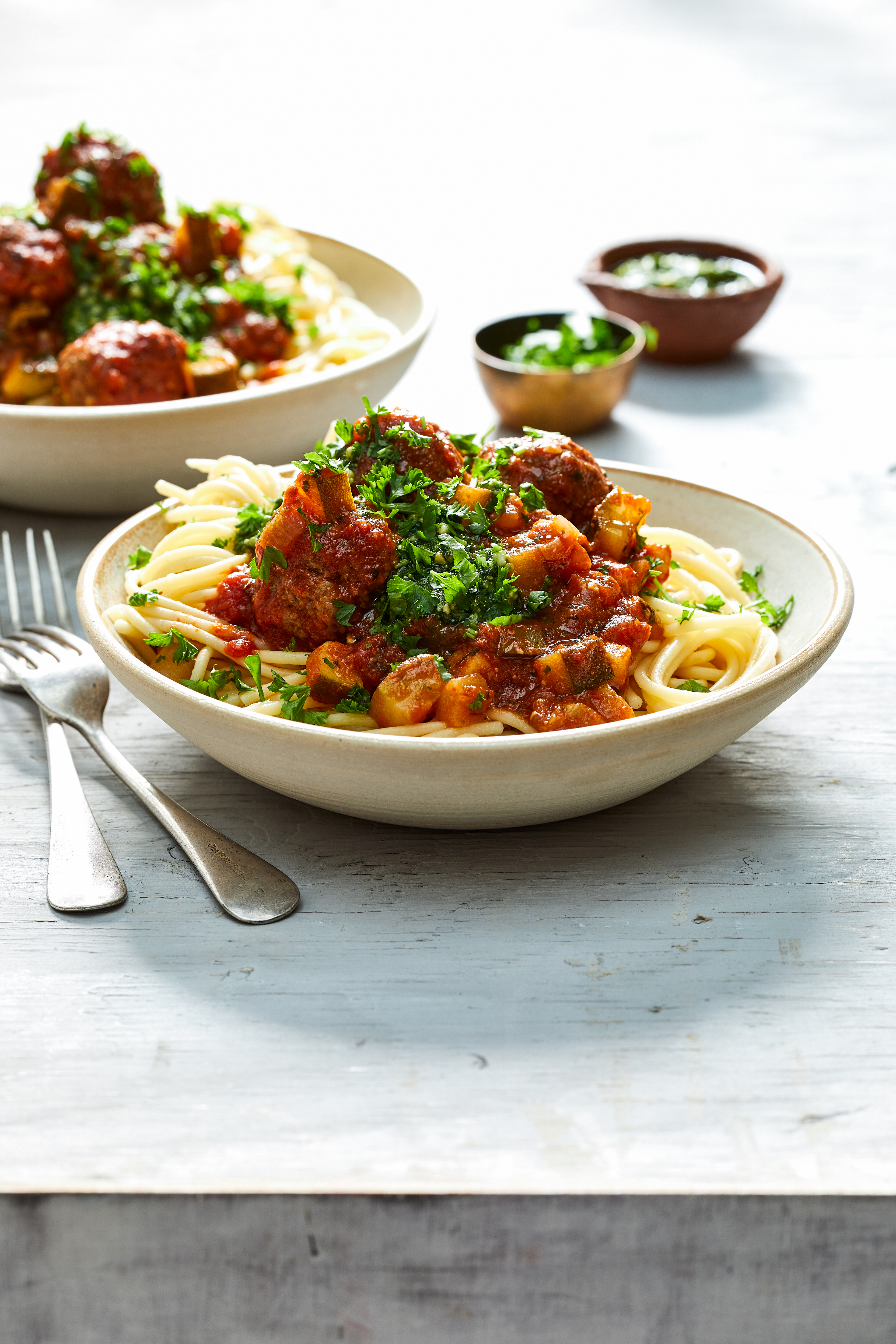 Spaghetti met pecorino-gehaktballetjes