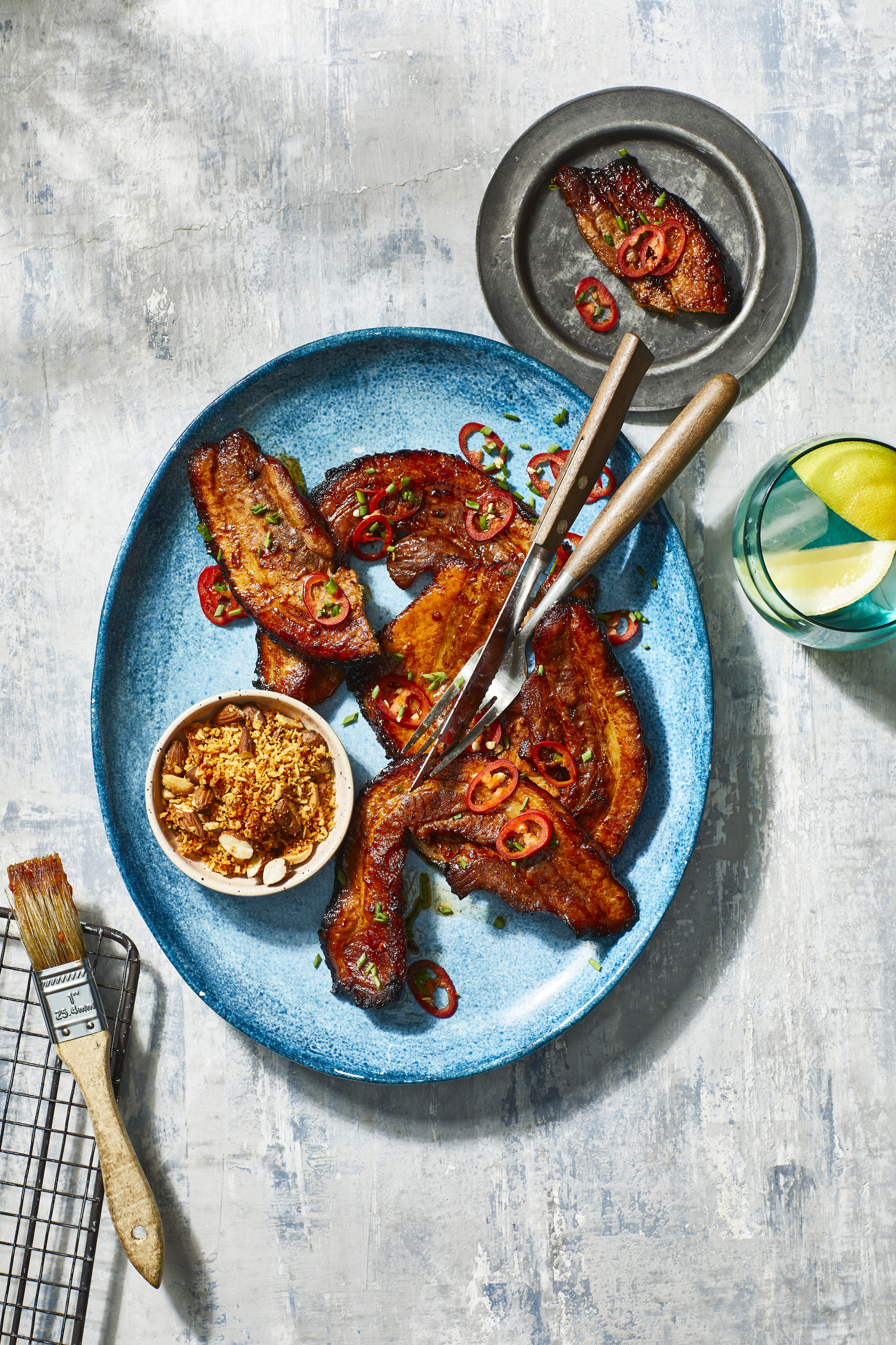 Pittige speklapjes met gembersiroop