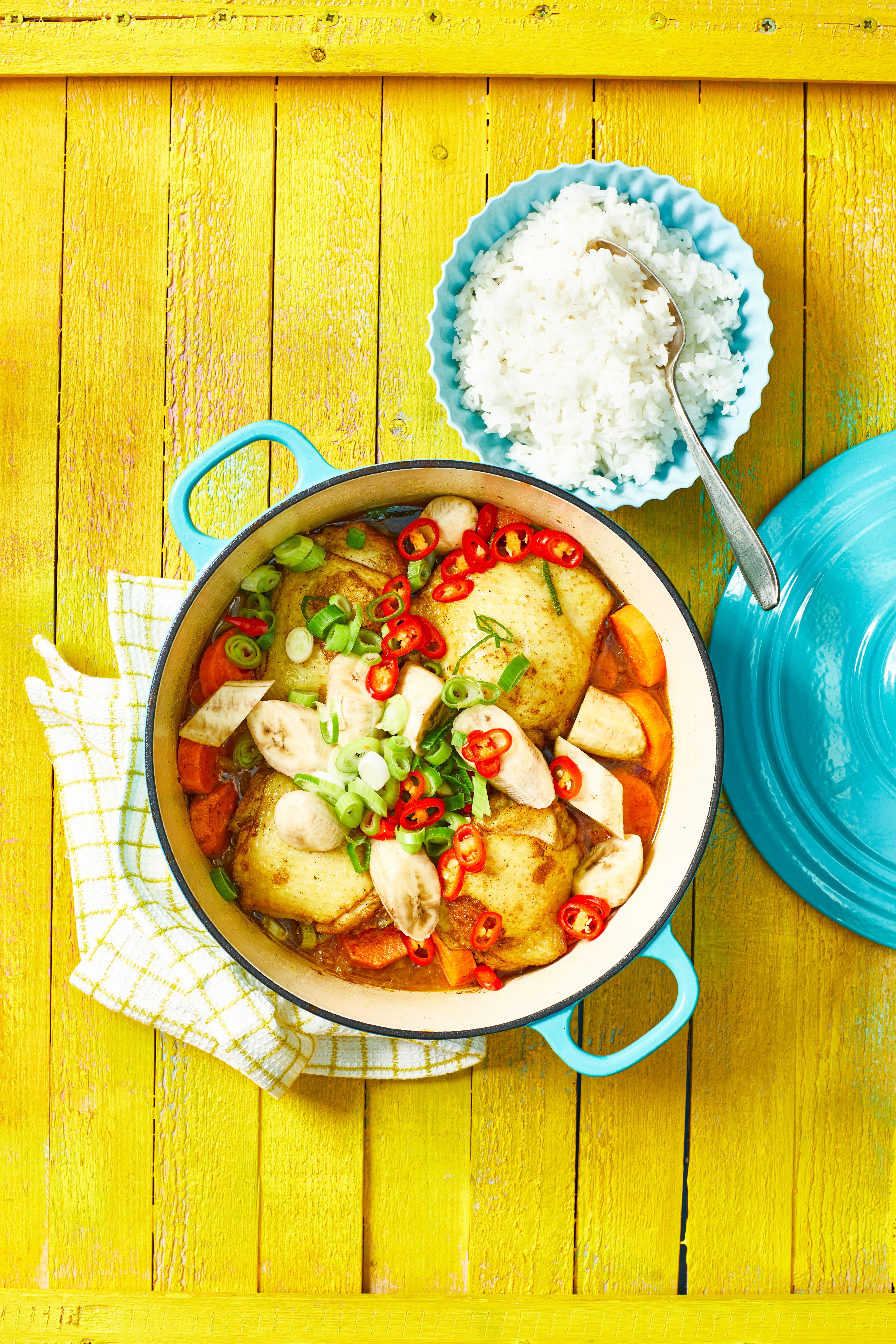 Surinaamse stoof met kerrie en banaan