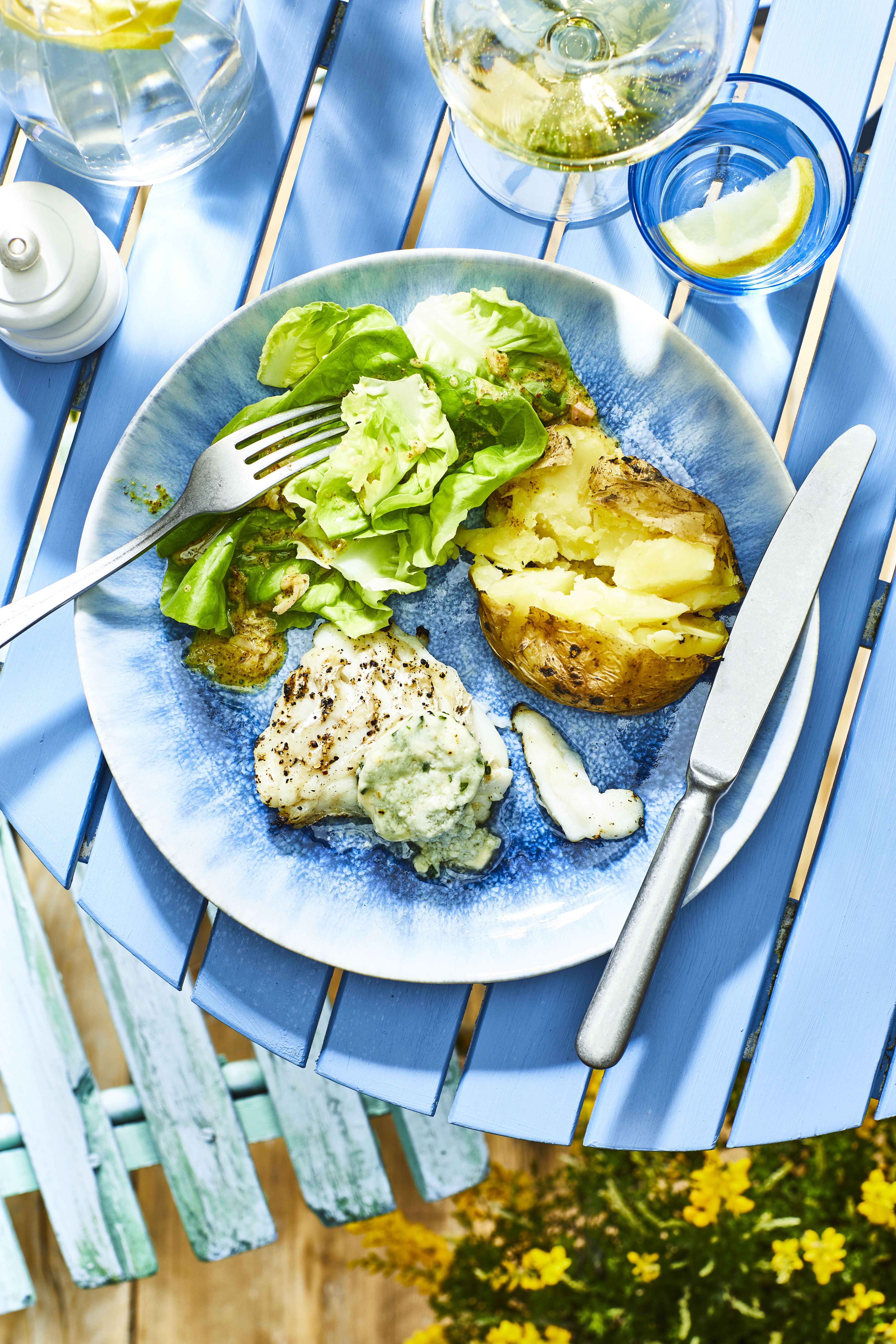 Gegrilde kabeljauw met stiltonboter