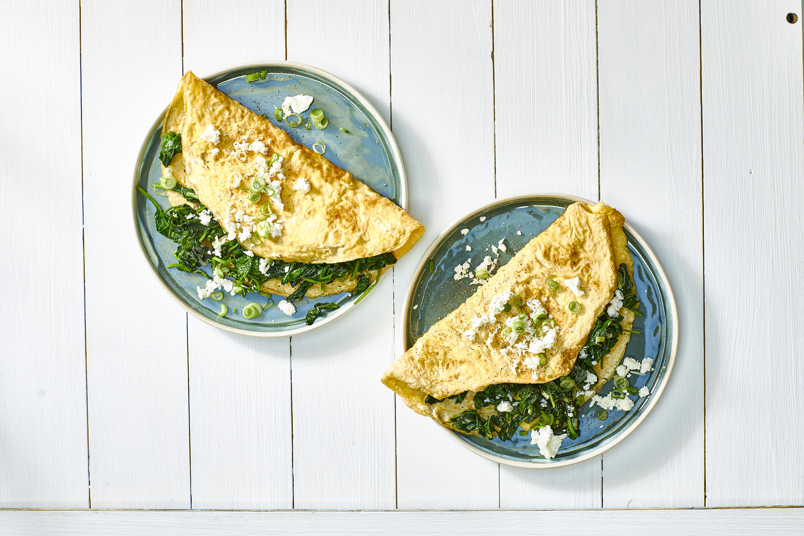 Ei-tortilla met spinazie en feta
