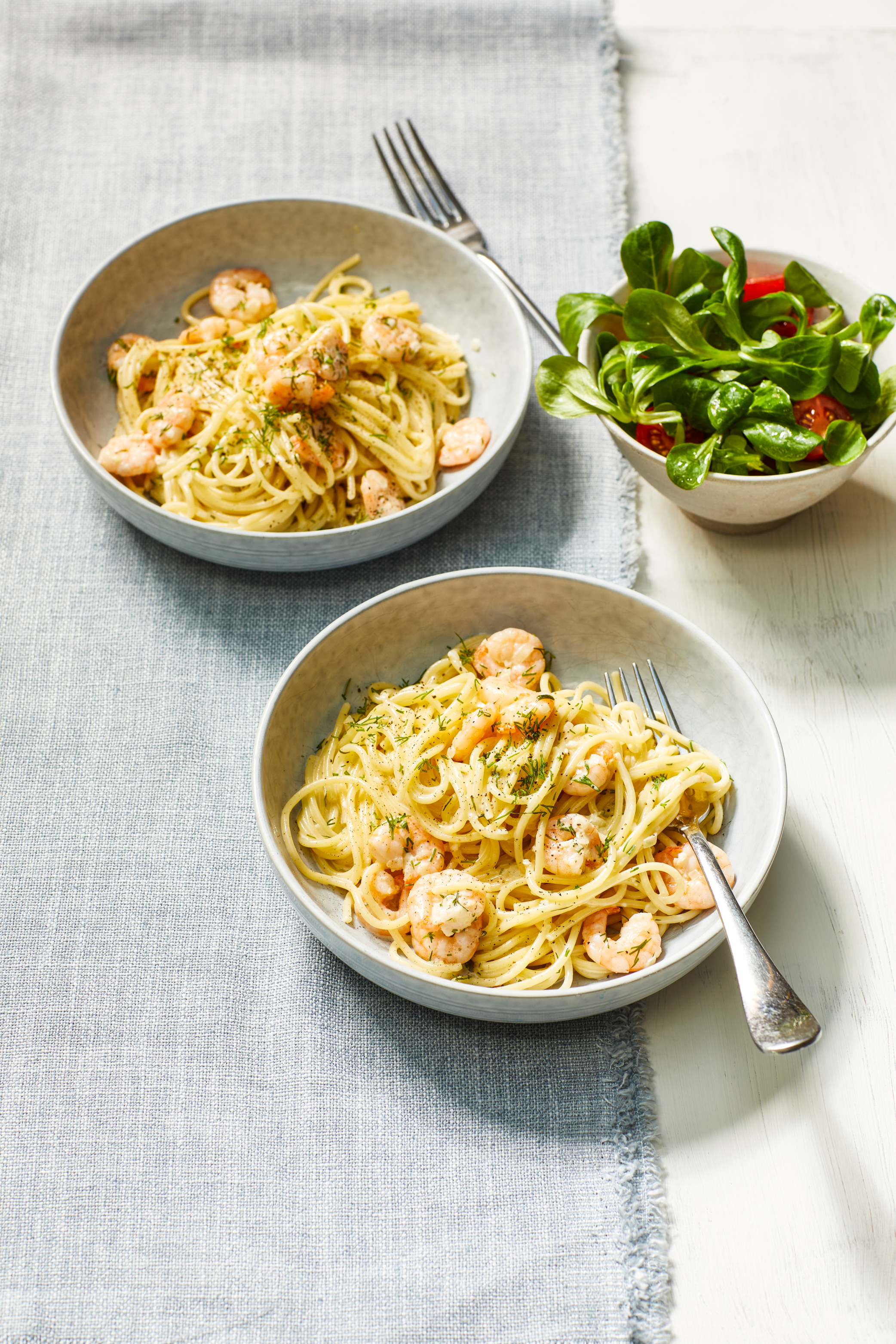 Spaghetti met romige garnalensaus