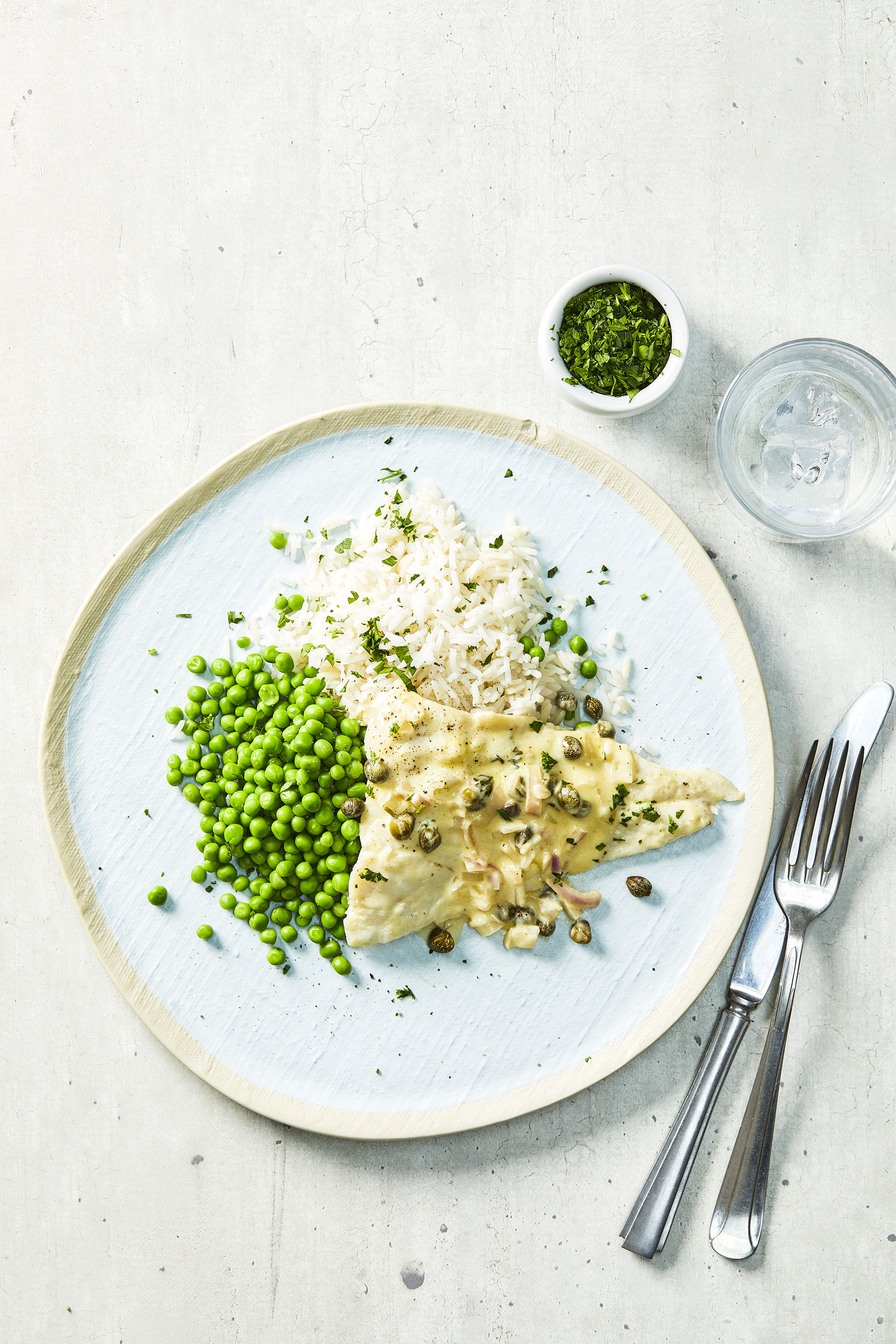 Kabeljauw met kappertjes-roomsaus